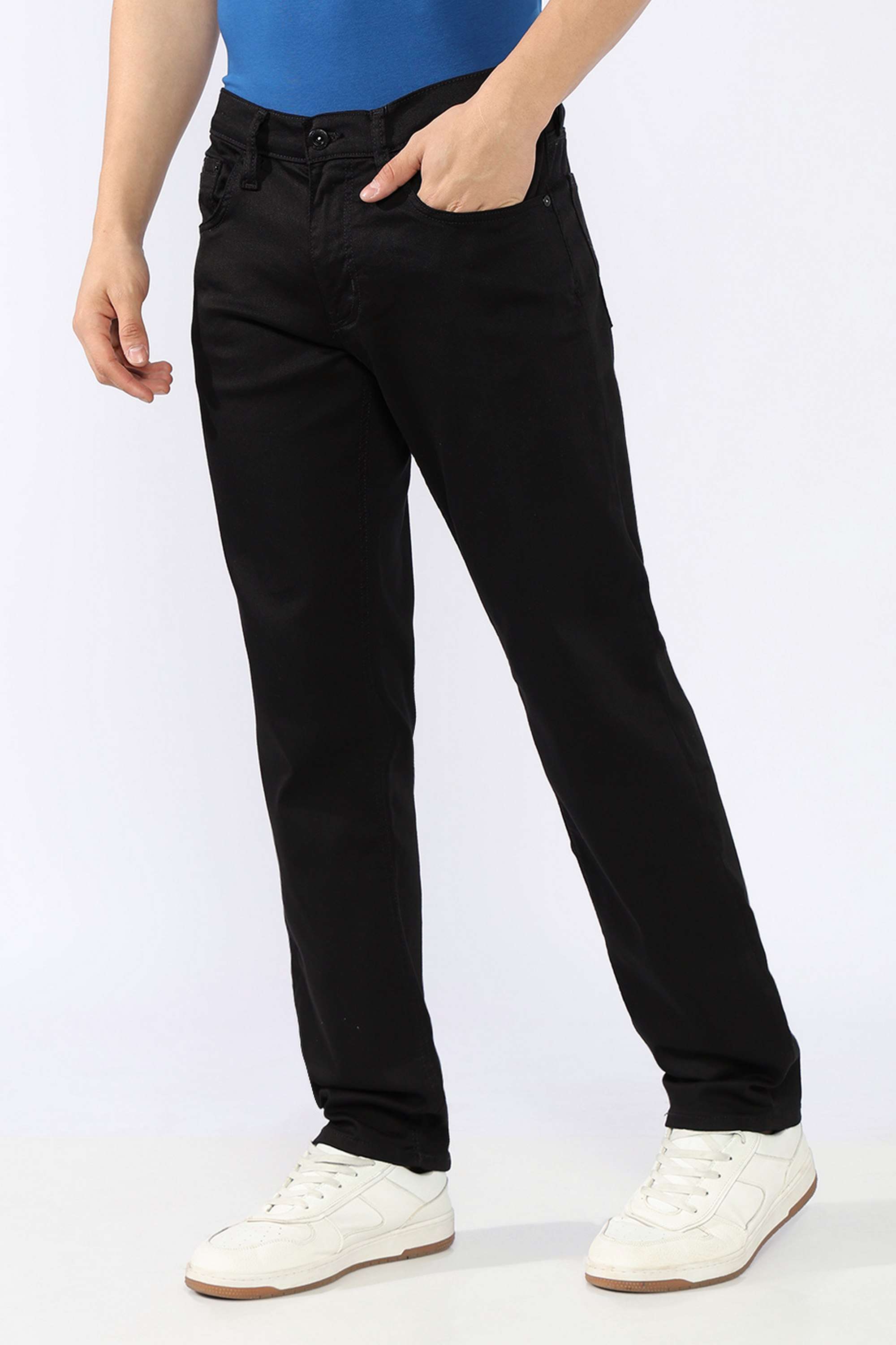 Solid-Cotton-Blend-Straight-Fit-Men-s-Jeans