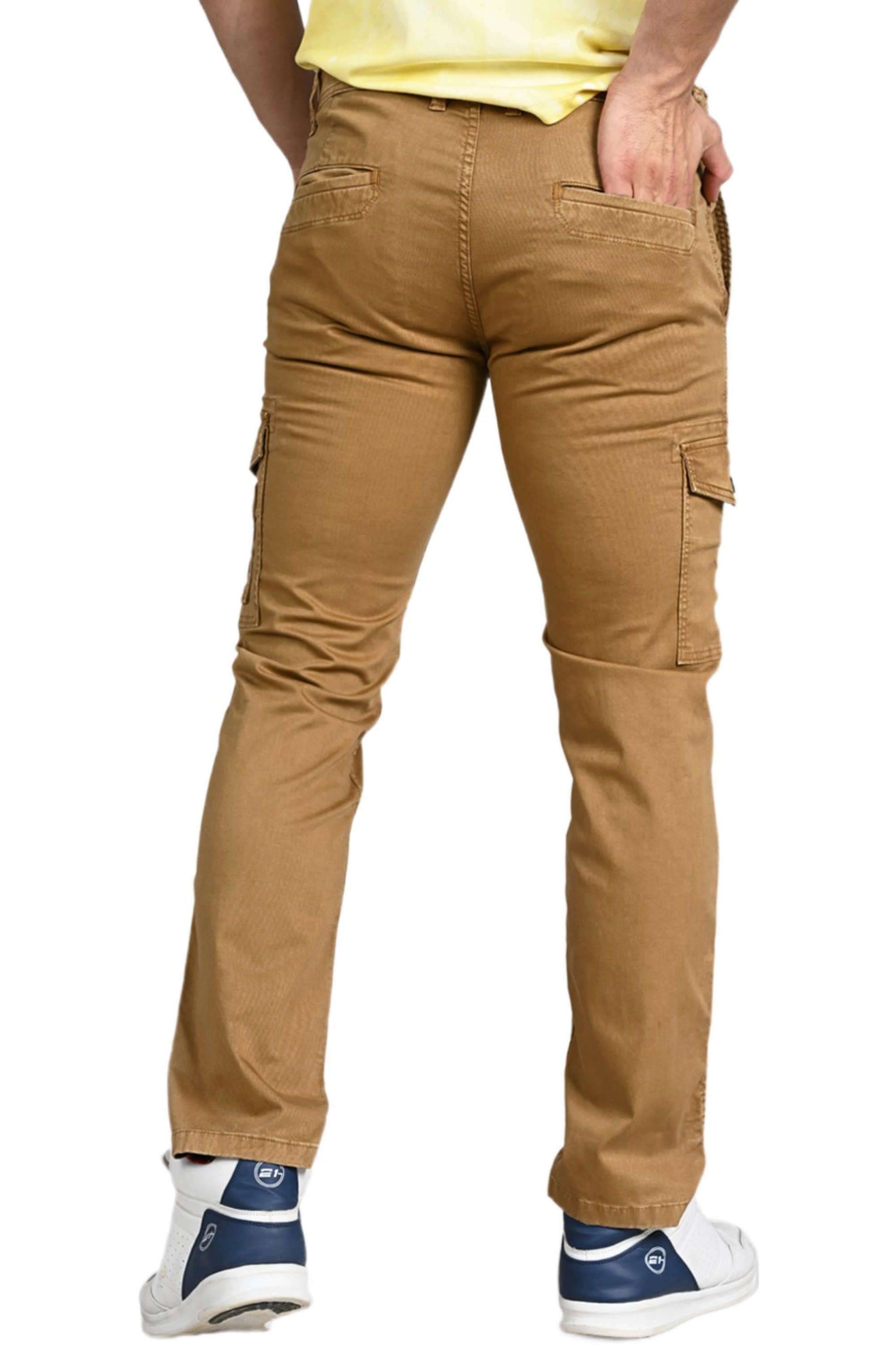 Solid-Polyester-Cotton-Tapered-Fit-Men-s-Casual-Trousers