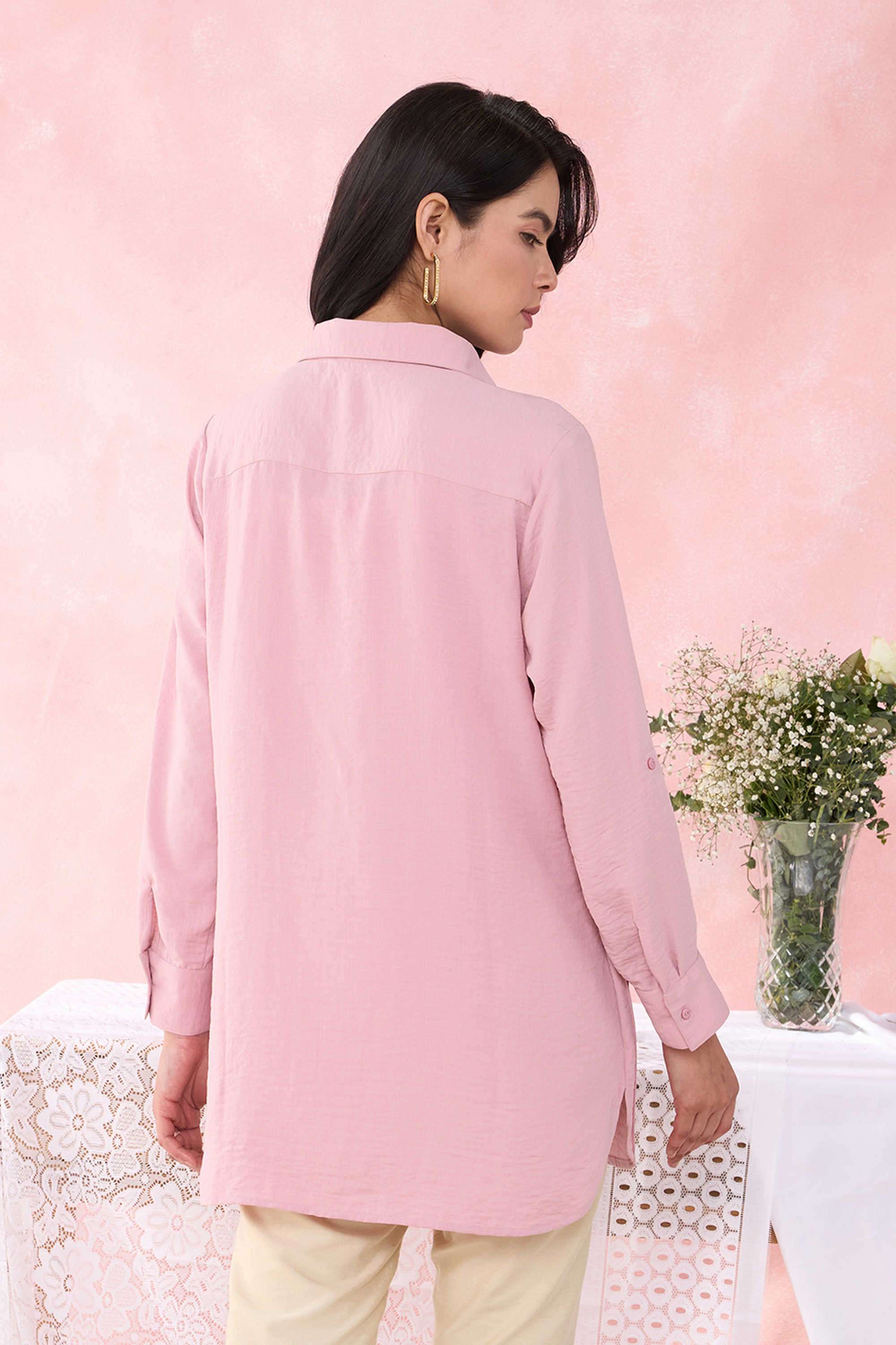 Textured-Collared-Polyester-Women-s-Party-Wear-Shirt