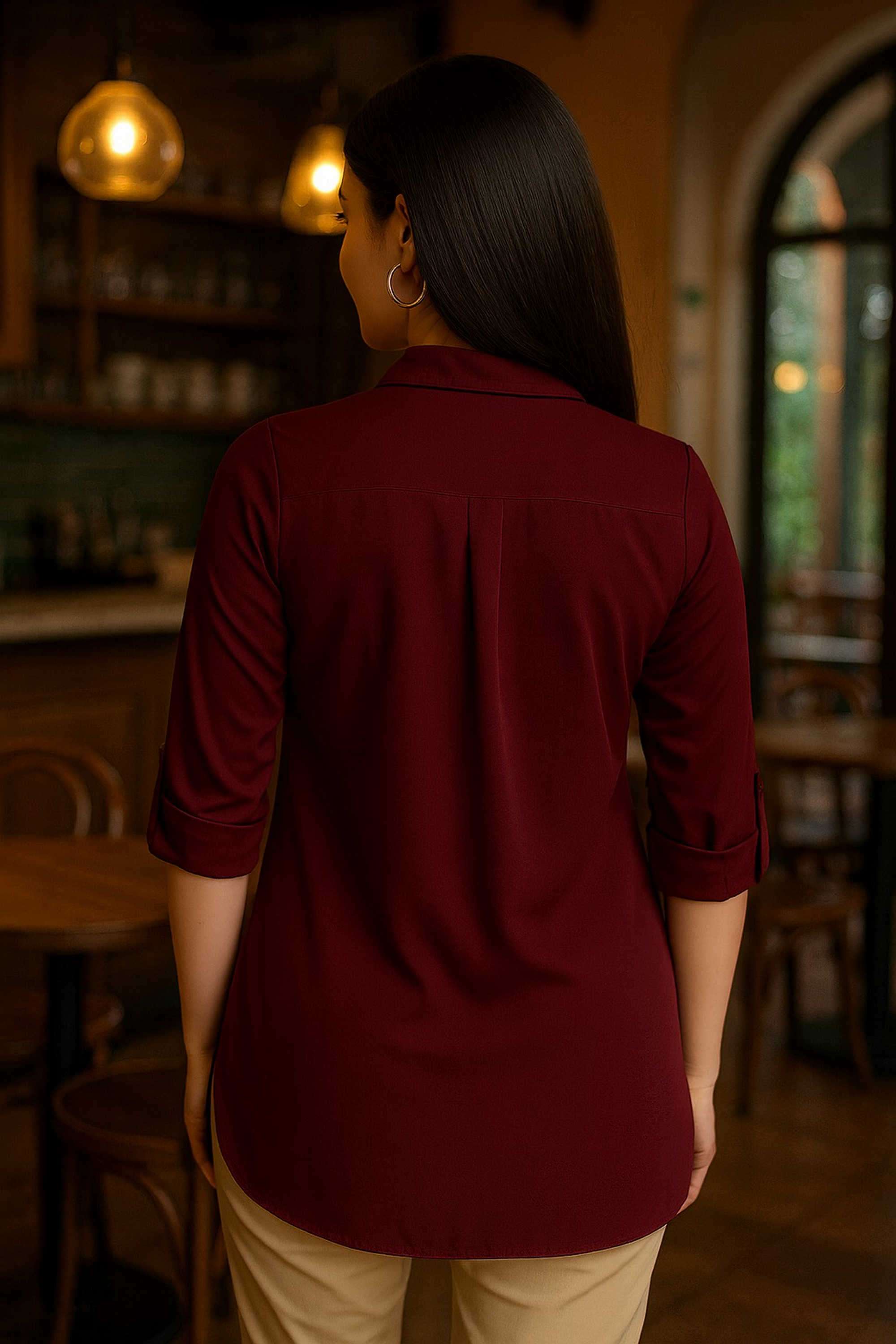 Textured-Collared-Polyester-Women-s-Party-Wear-Shirt