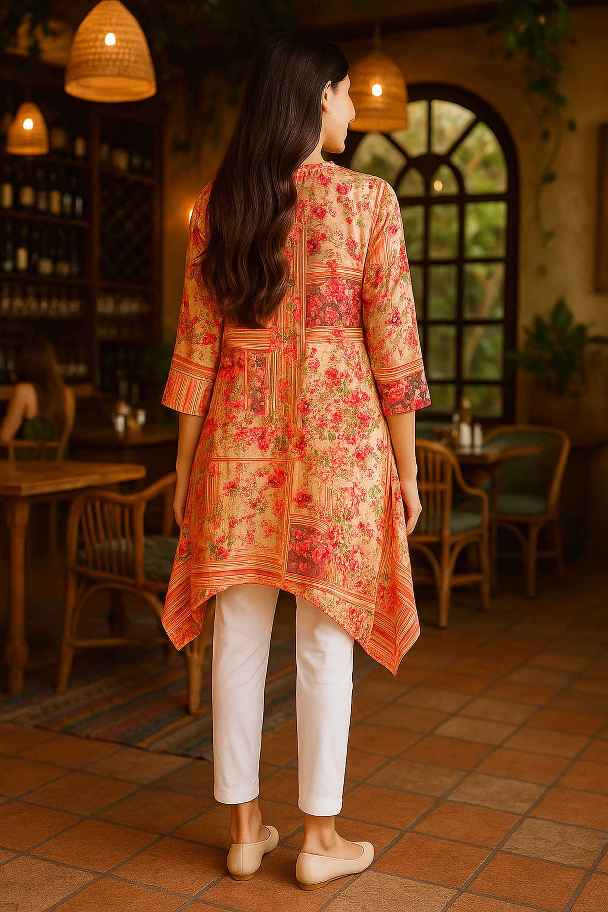 Printed-Polyester-Round-Neck-Women-s-Regular-Wear-Tunic