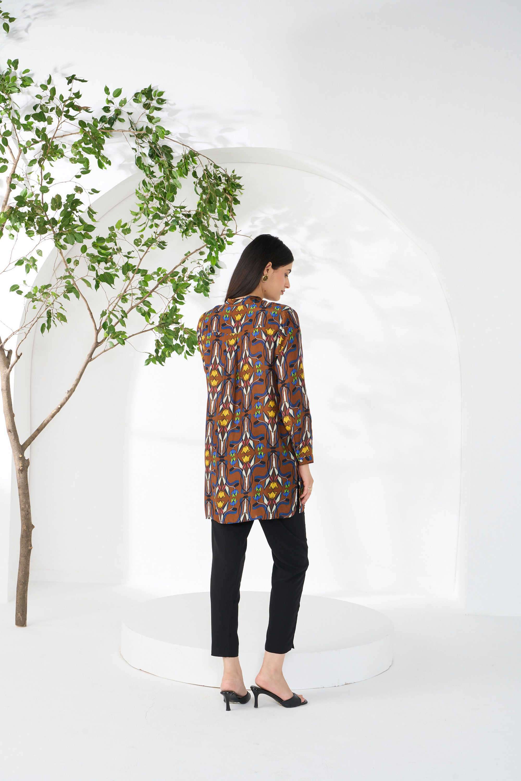 Printed-Round-Neck-Blended-Fabric-Women-s-Regular-Wear-Shirt