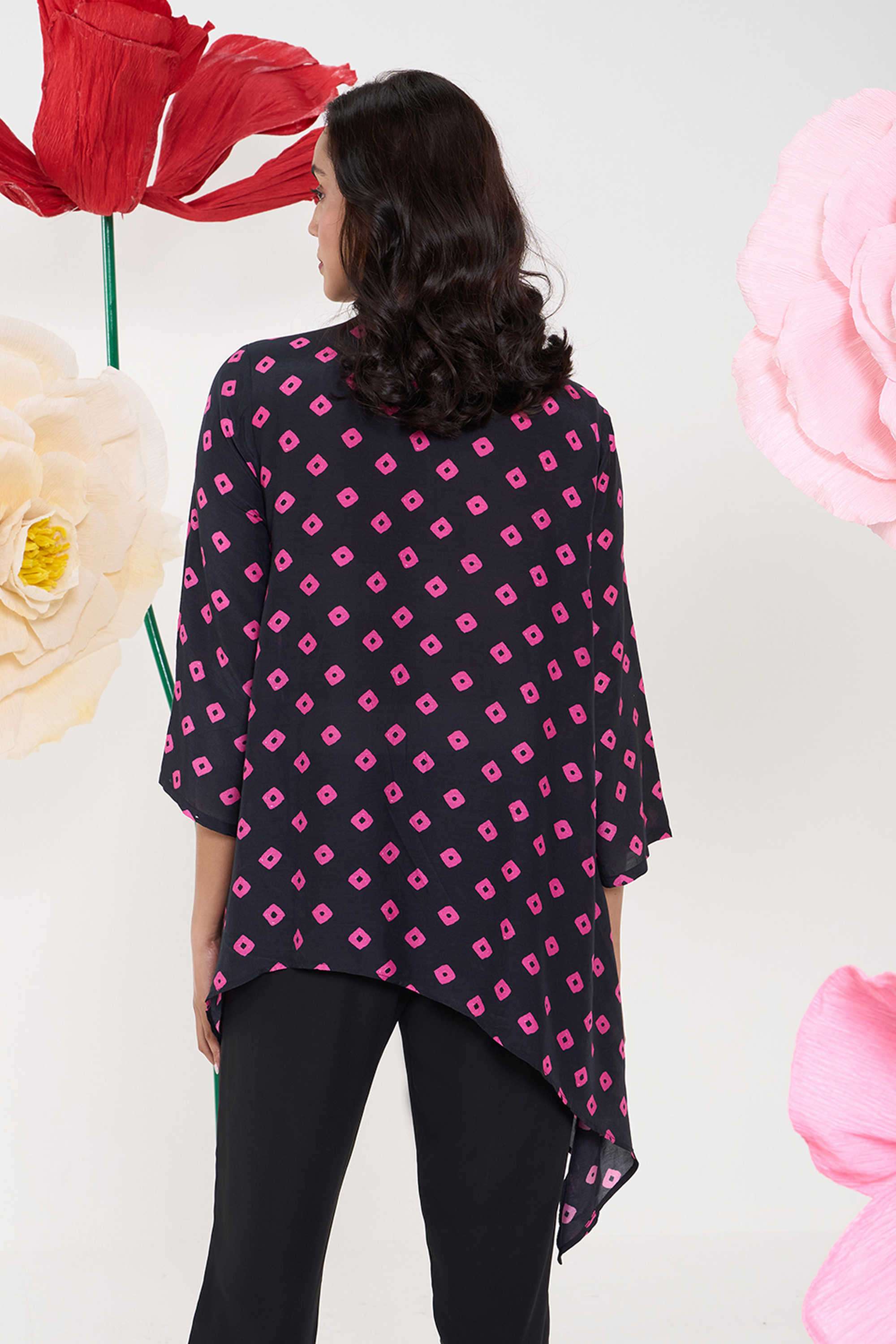 Textured-V-Neck-Blended-Fabric-Women-s-Regular-Wear-Shirt