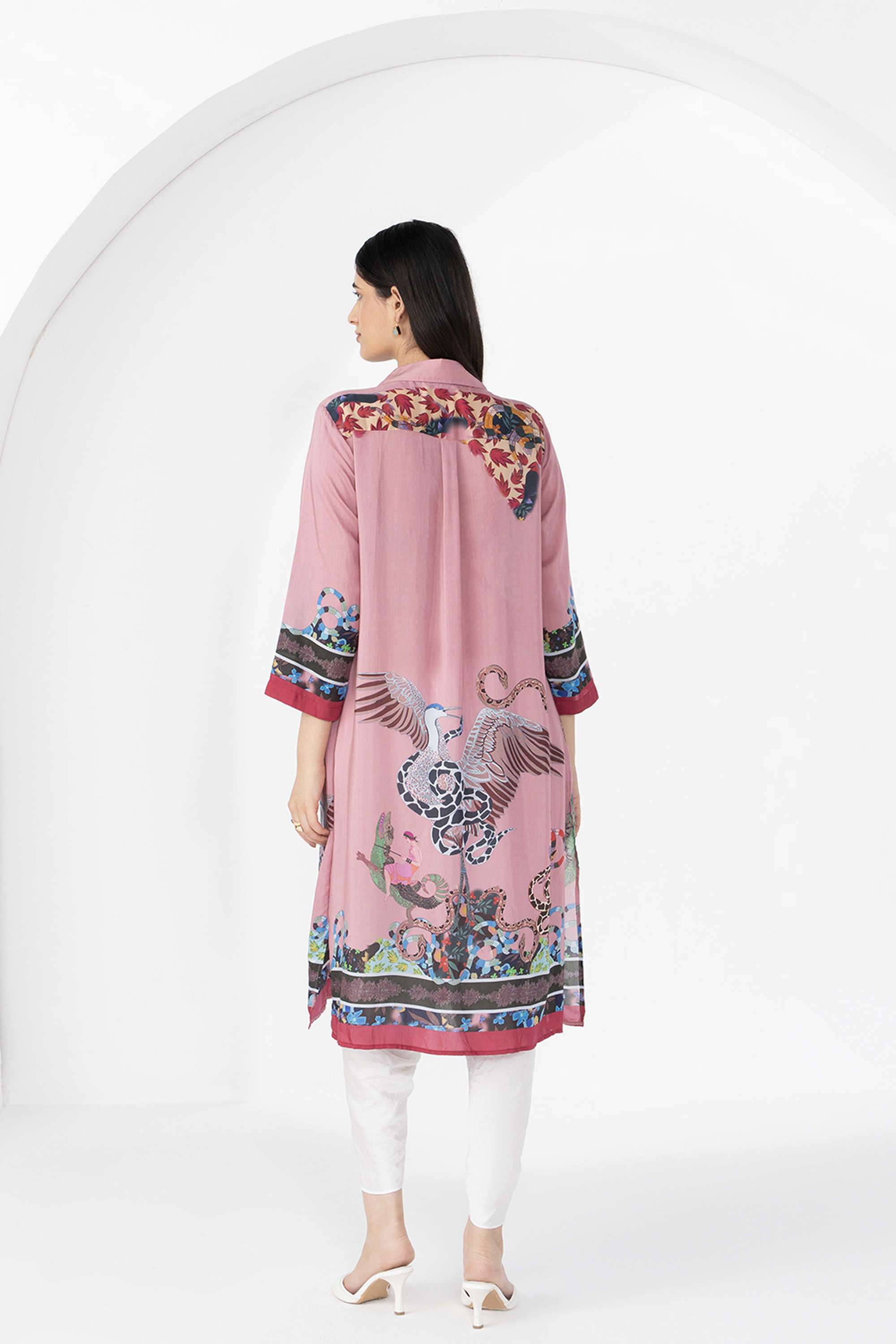 Printed-Blended-Fabric-Collared-Women-s-Regular-Wear-Tunic