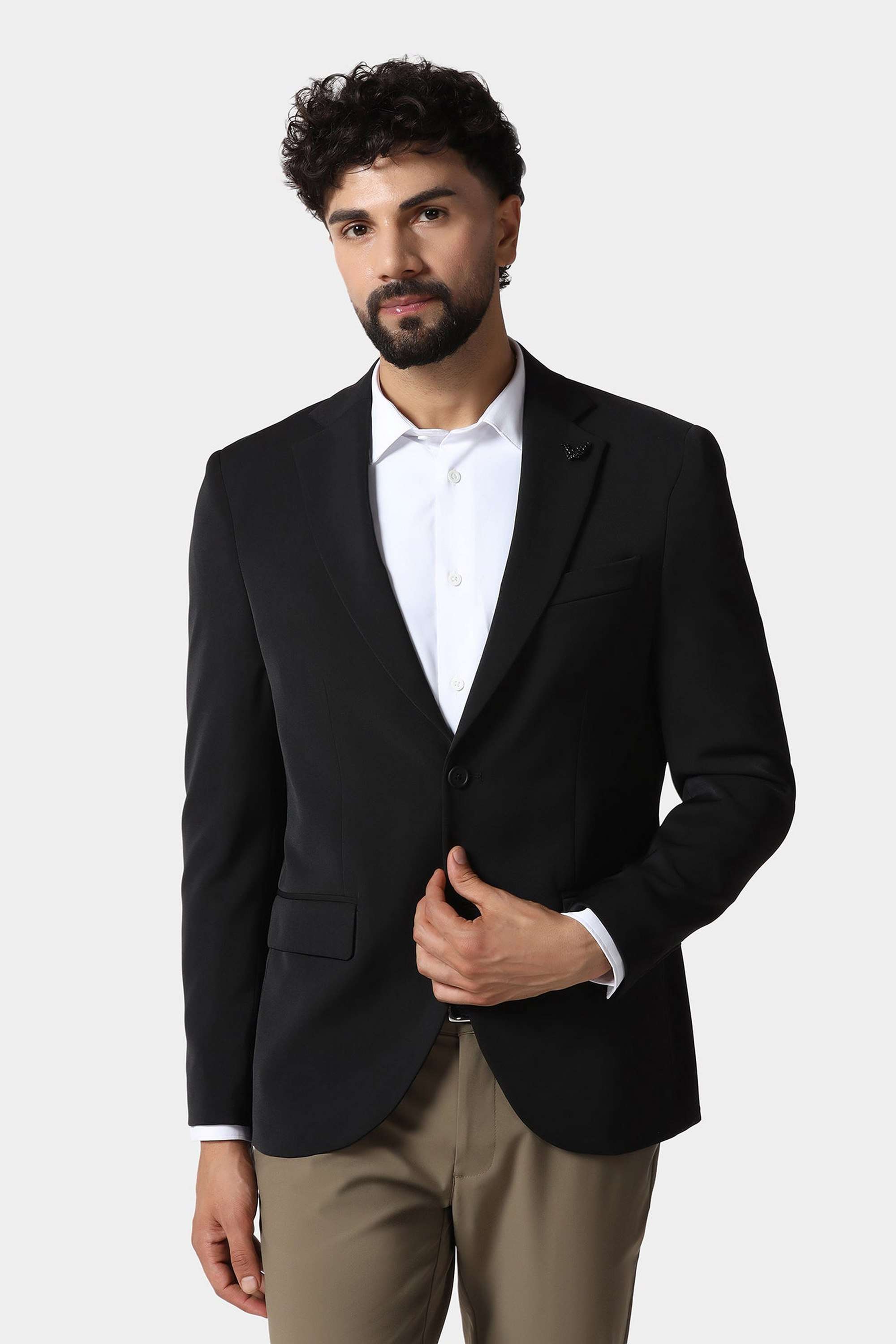 Solid-Polyester-Slim-Fit-Men-s-Jacket