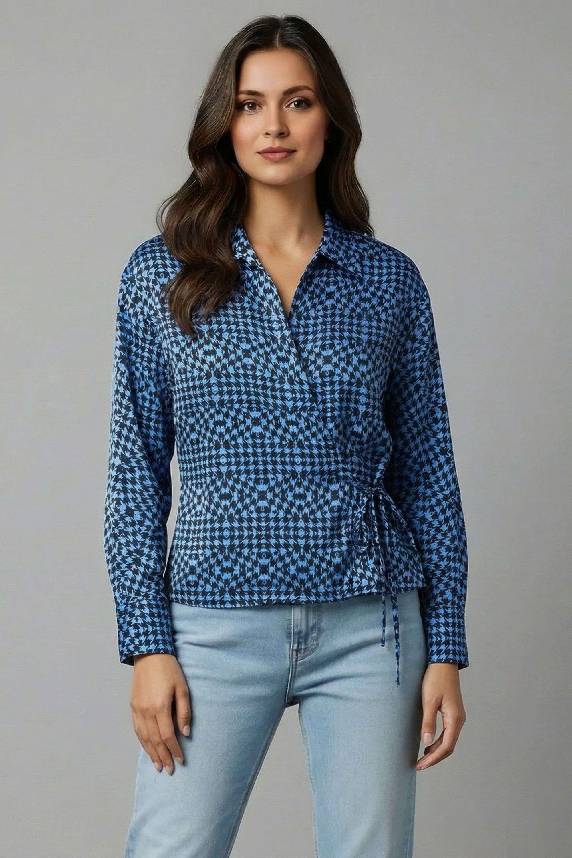 calvin klein Animal Print Blended Fabric Collared Women Top-picture-36