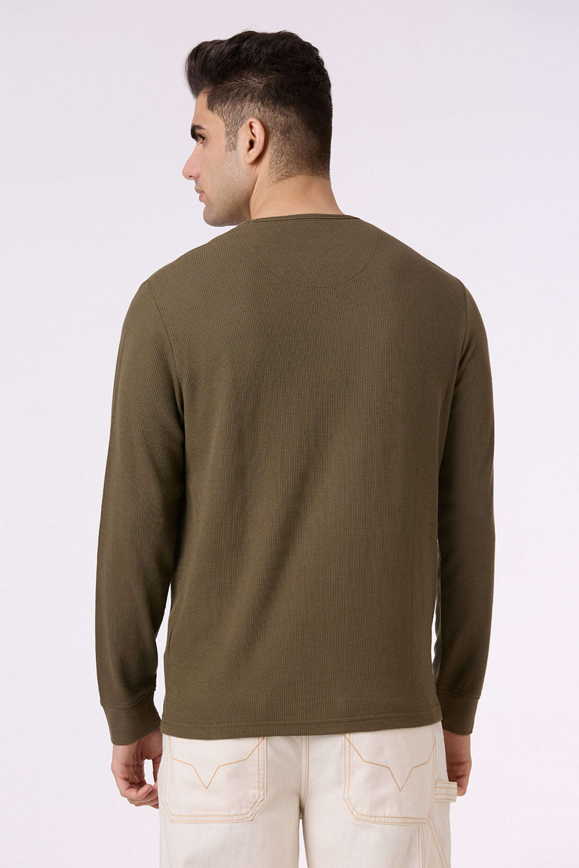 Solid-Cotton-Blend-V-Neck-Men-s-T-Shirt