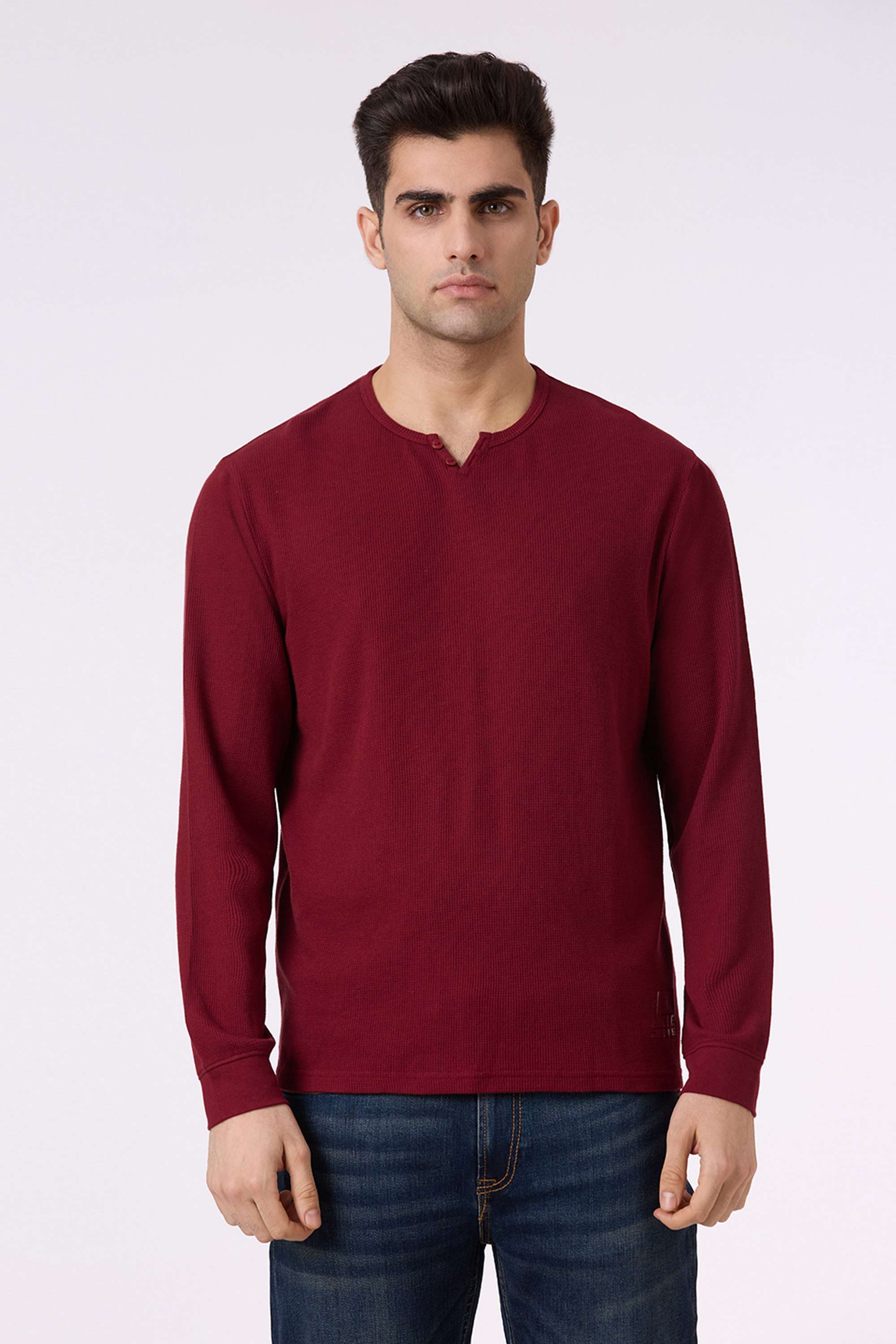 Solid-Cotton-Blend-V-Neck-Men-s-T-Shirt