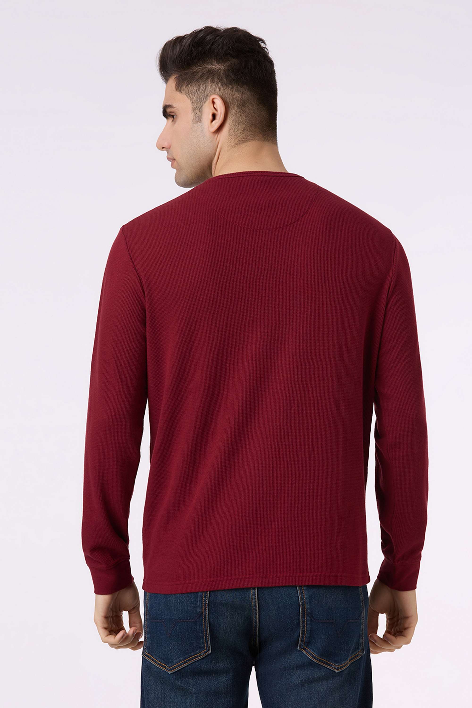 Solid-Cotton-Blend-V-Neck-Men-s-T-Shirt