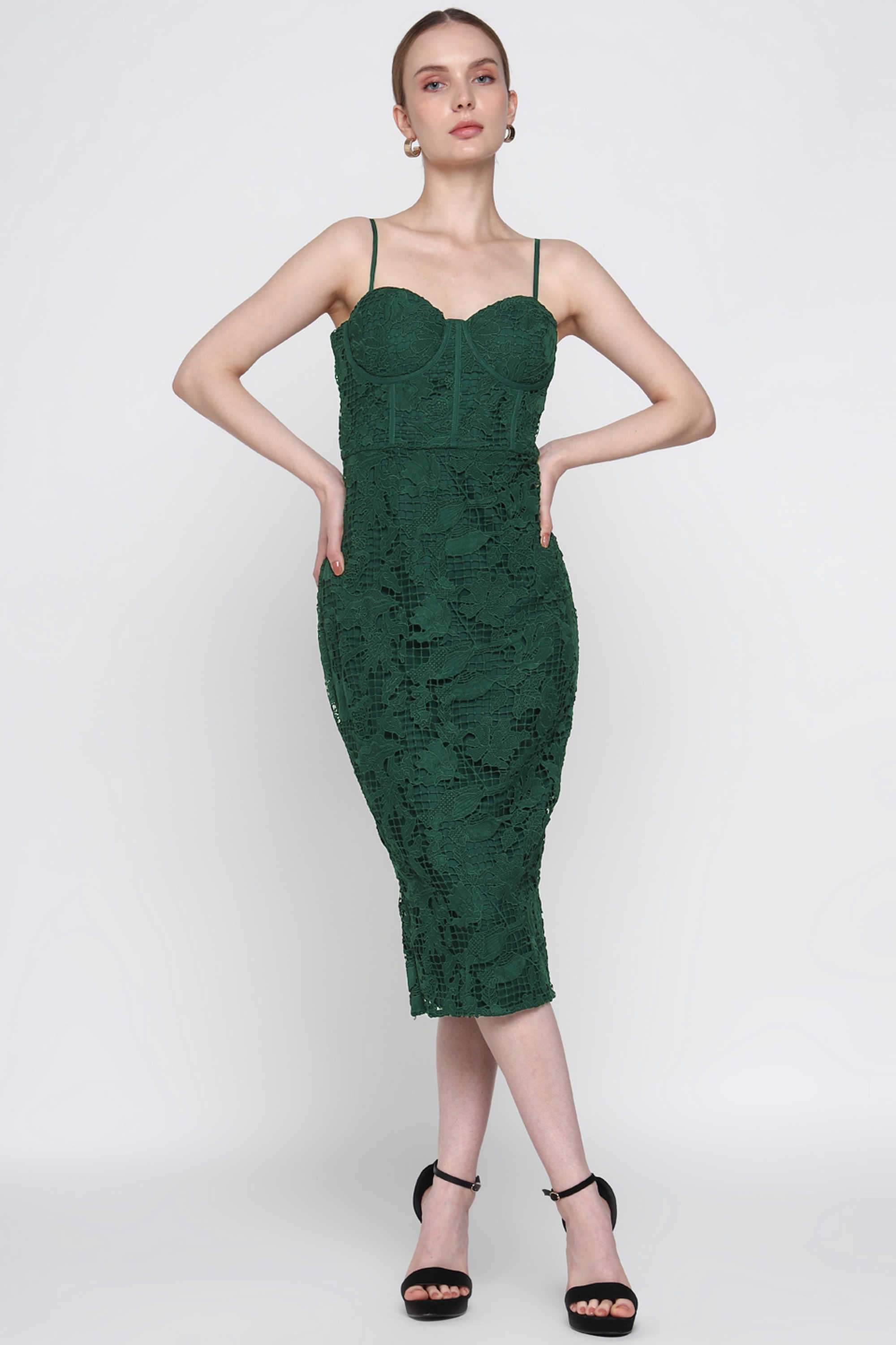 Solid-Polyester-Regular-Fit-Women-s-Midi-Dress