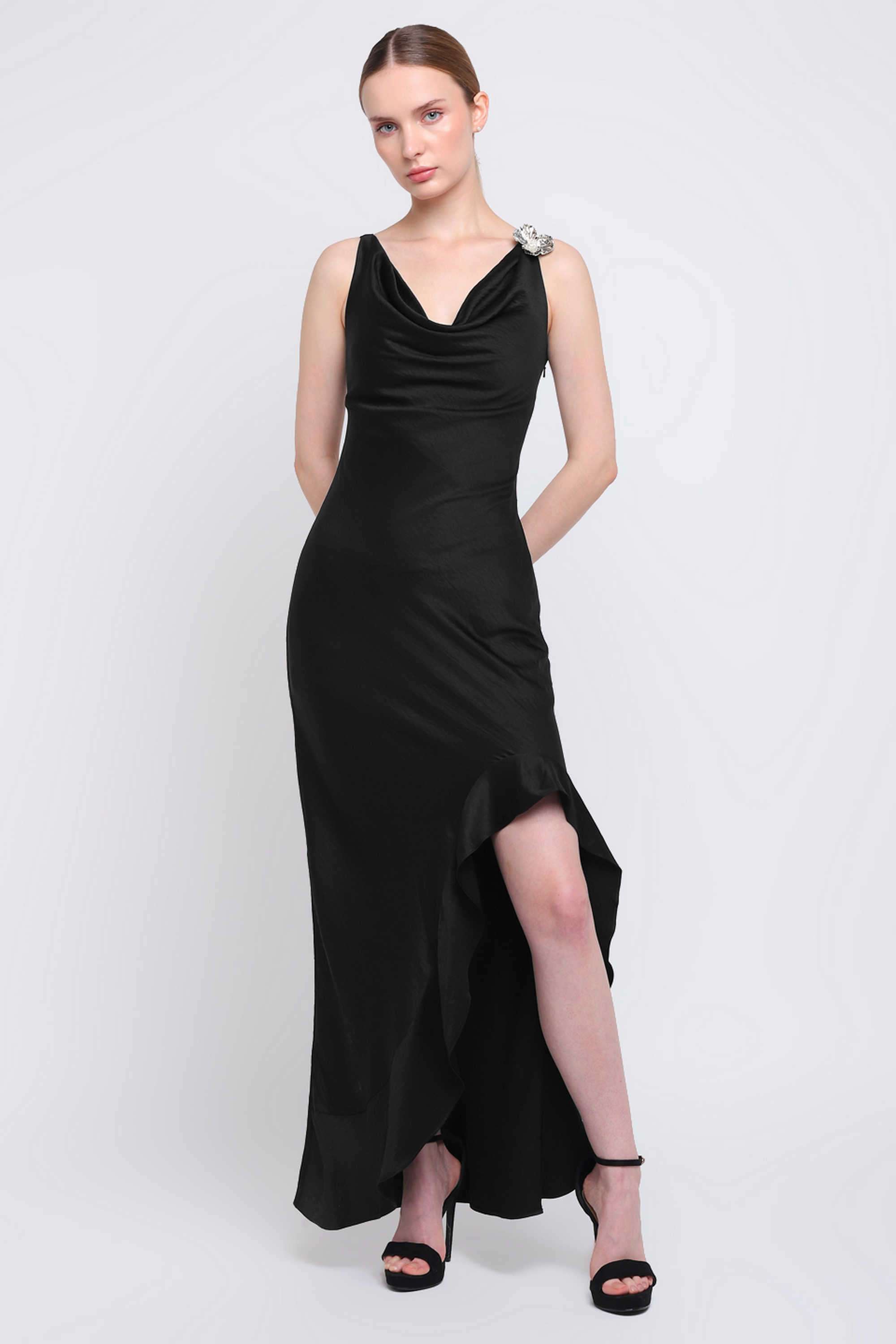 Solid-Satin-Slim-Fit-Women-s-Maxi-Dress