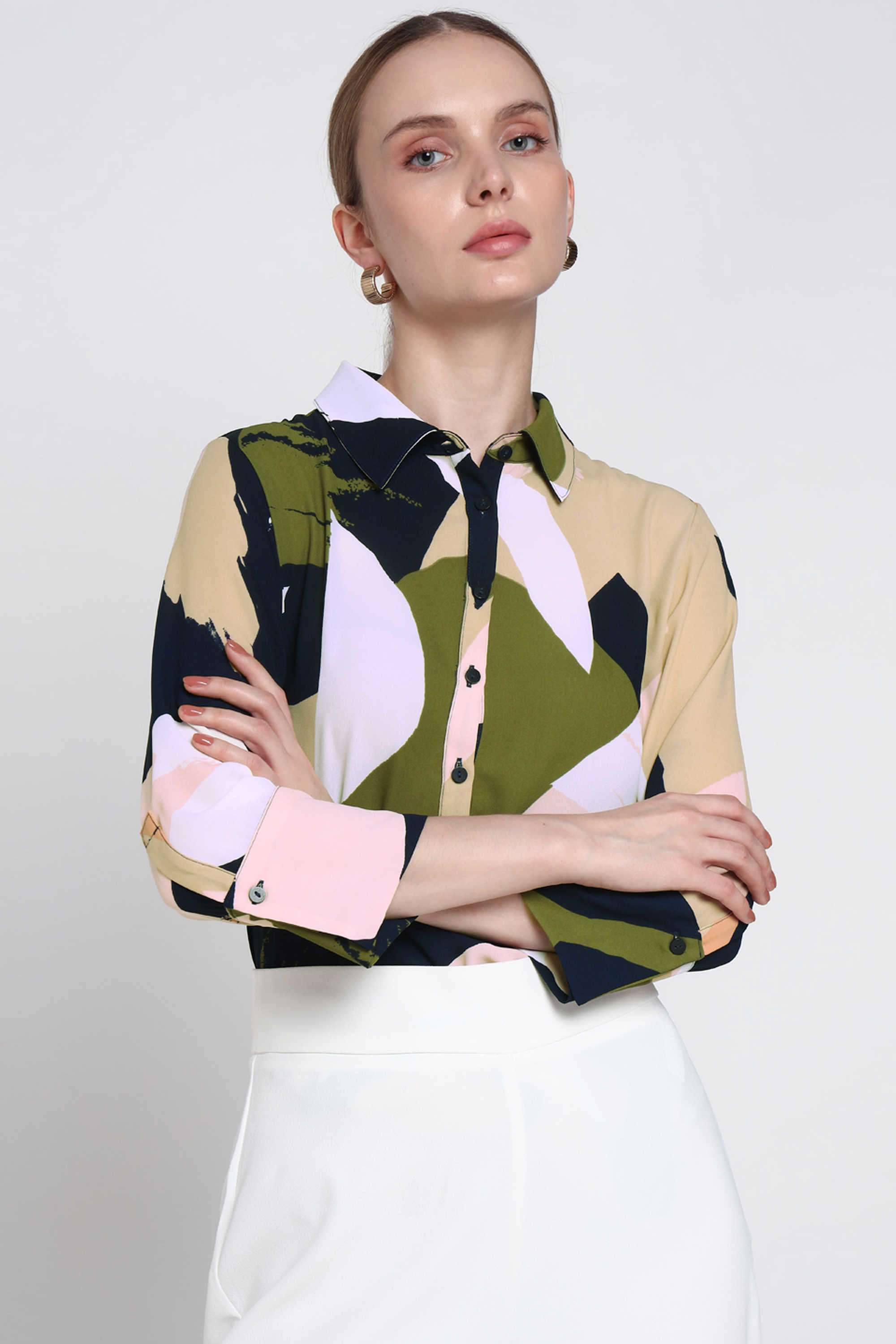Abstract-Blended-Fabric-Regular-Fit-Women-s-Top