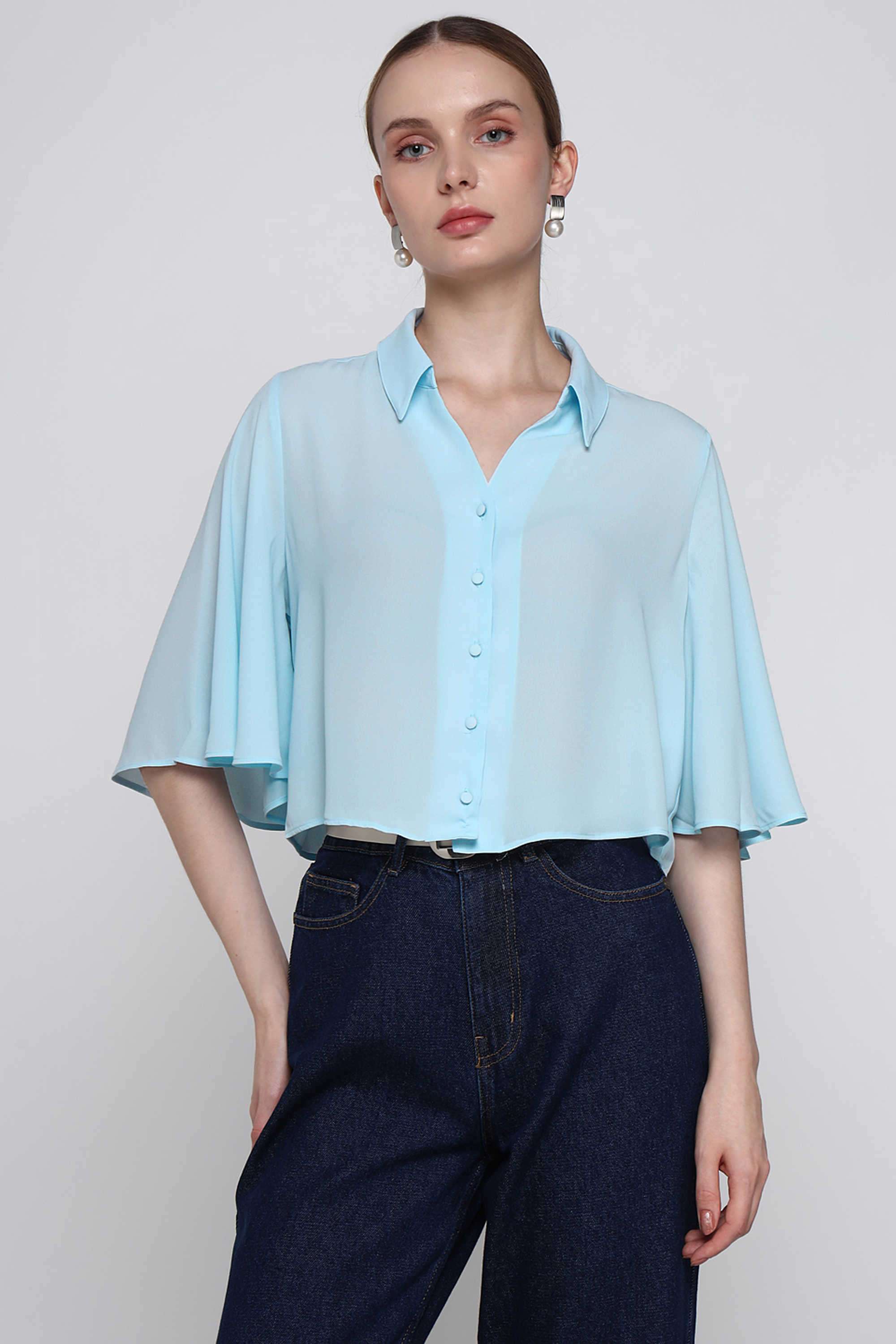 Solid-Blended-Fabric-Relaxed-Fit-Women-s-Top
