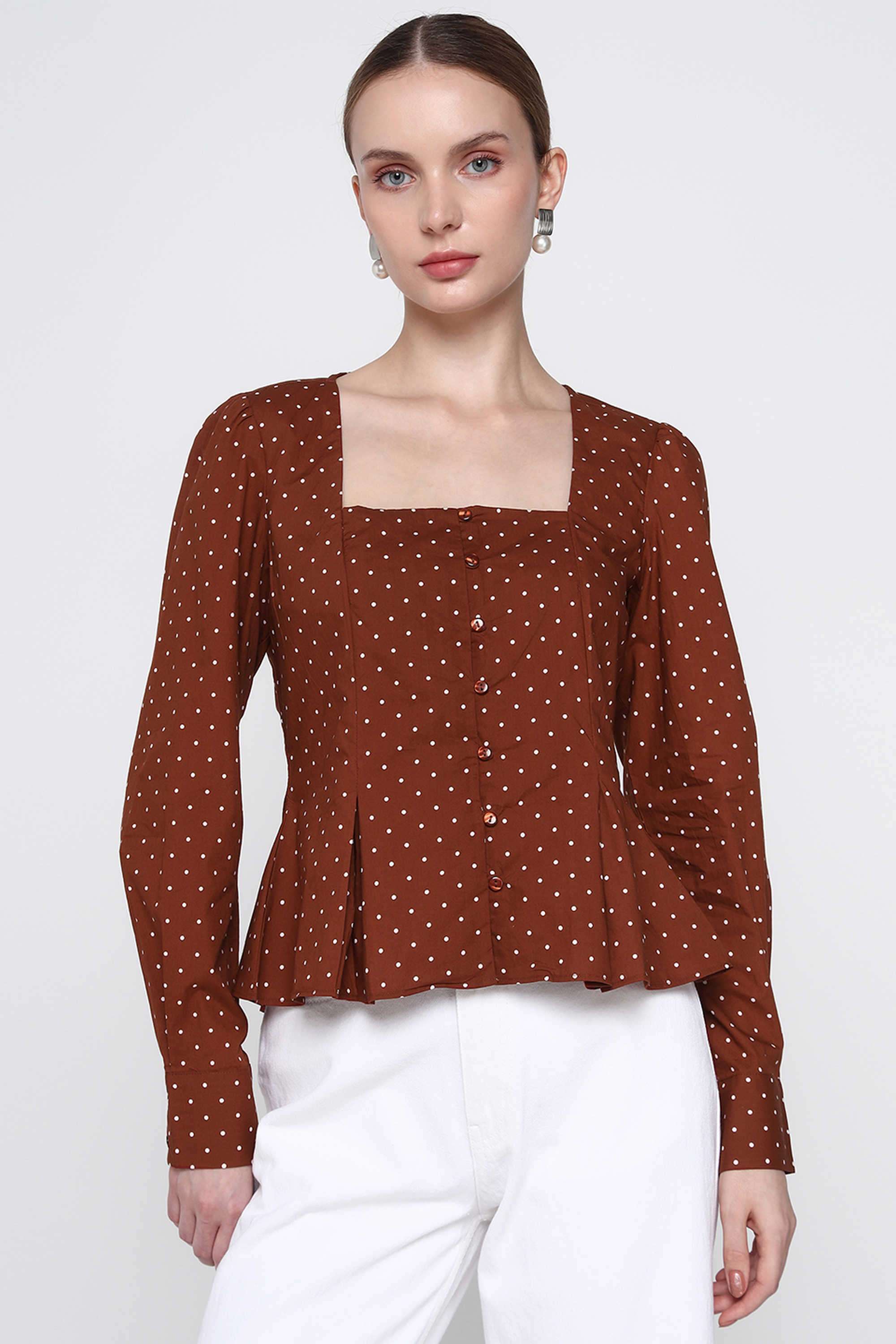 Geometric-Print-Poplin-Relaxed-Fit-Women-s-Top