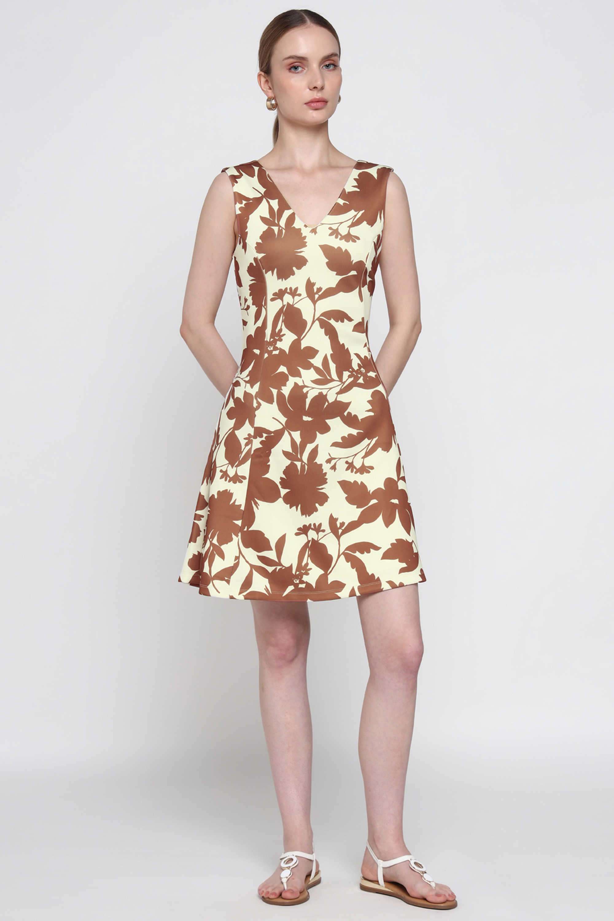 Floral-Polyester-Relaxed-Fit-Women-s-Mini-Dress