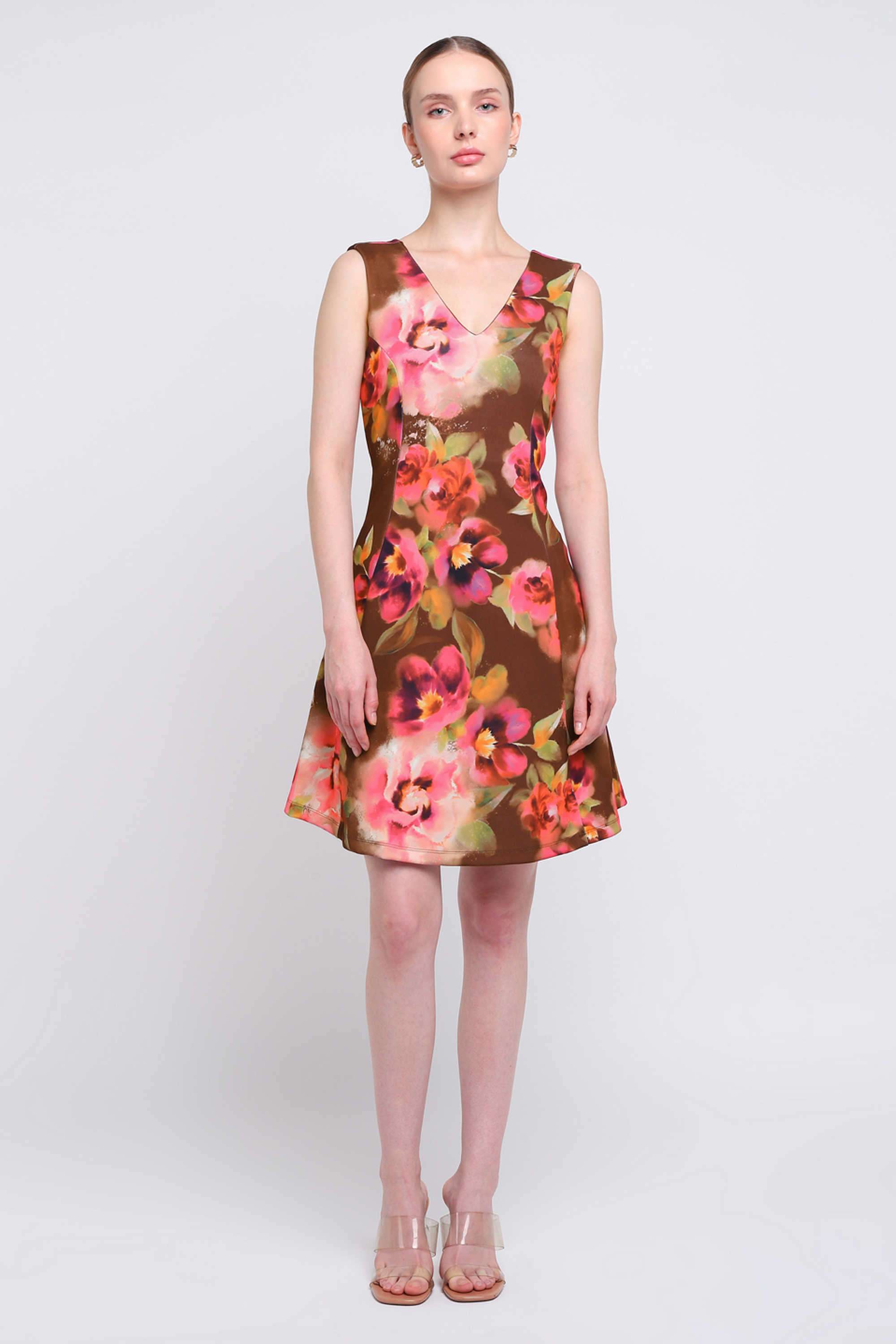 Floral-Blended-Fabric-Relaxed-Fit-Women-s-Mini-Dress