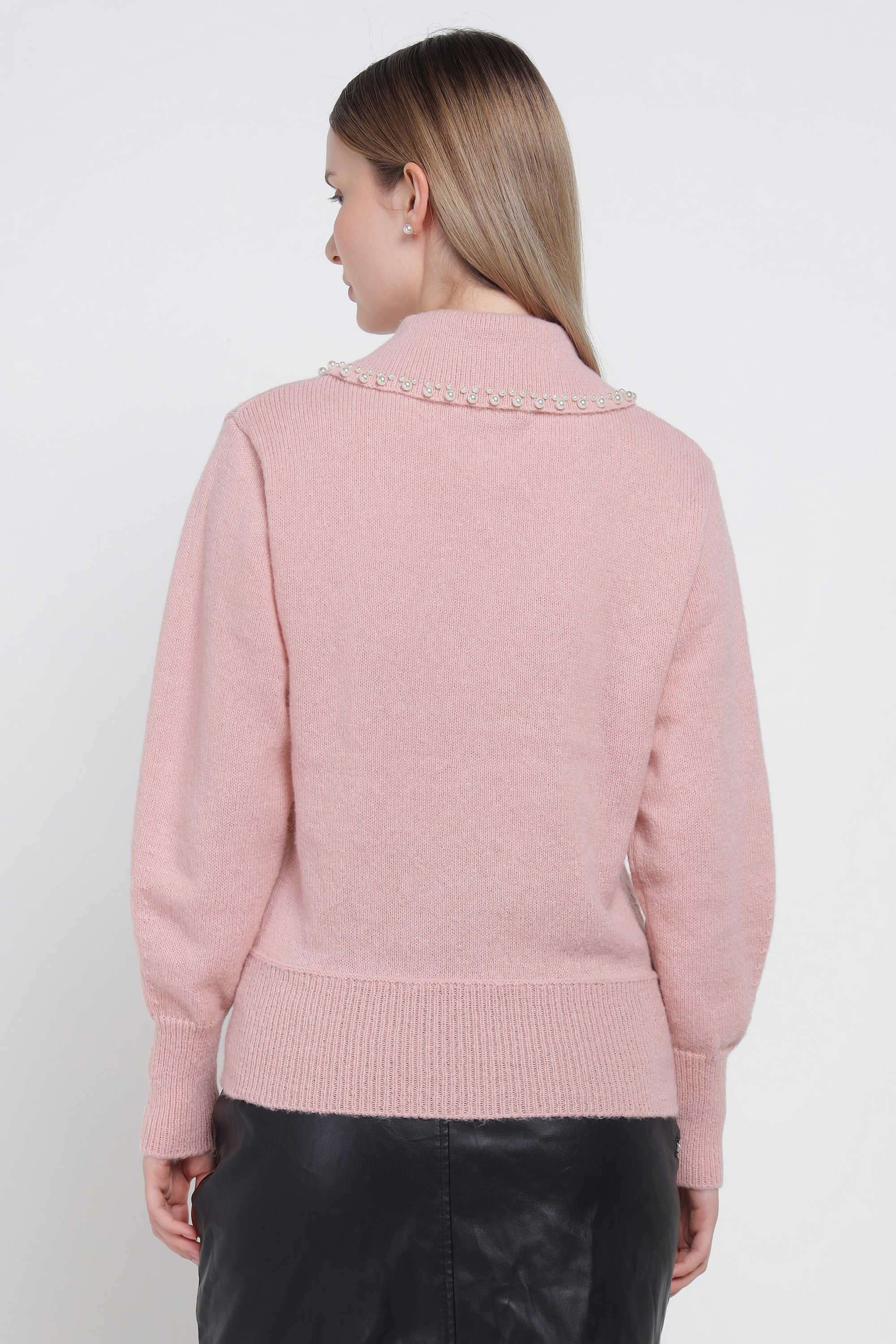Solid-Collared-Polyester-Women-s-Winter-Wear-Sweater