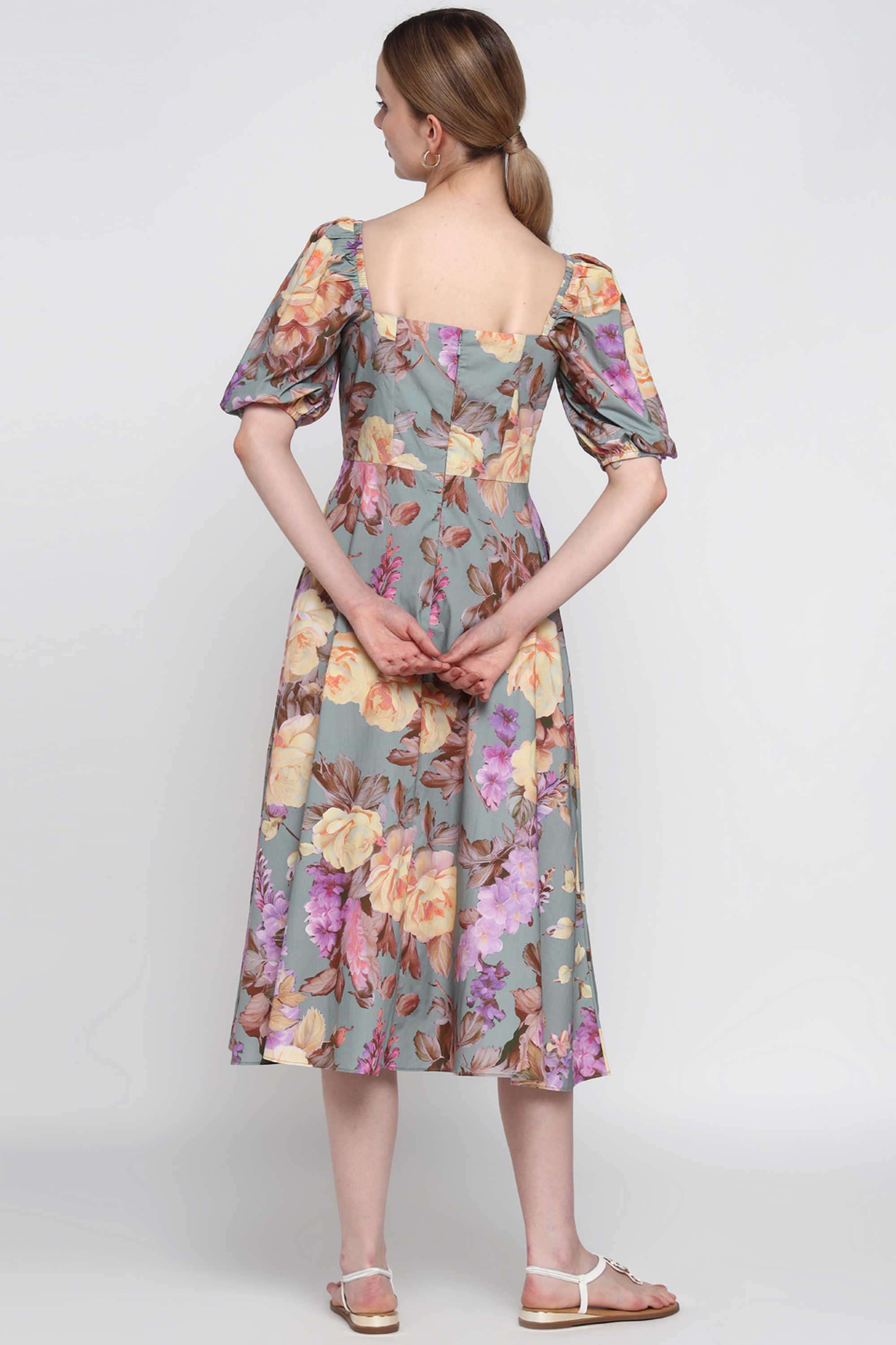 Floral-Cotton-Relaxed-Fit-Women-s-Midi-Dress