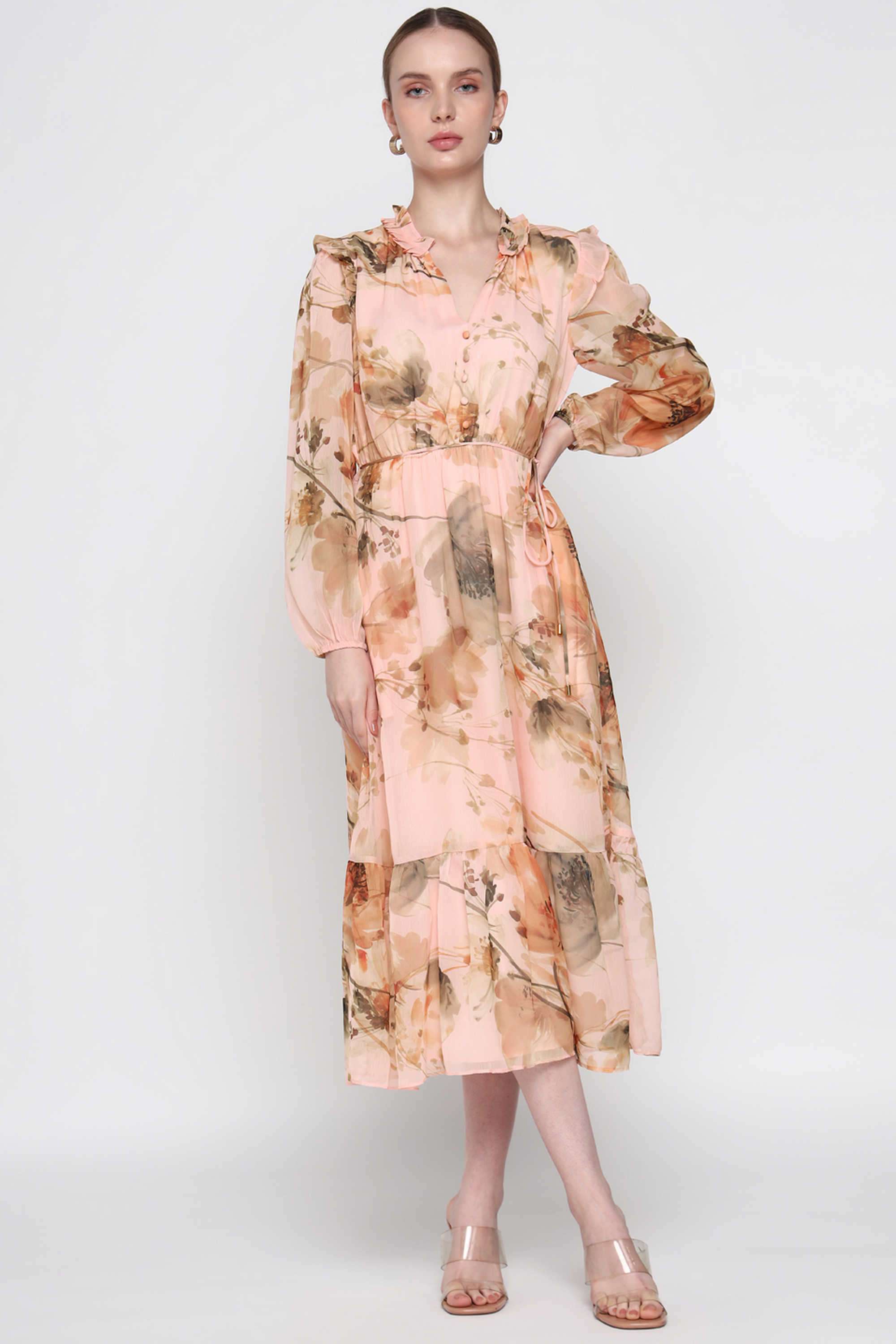 Floral-Polyester-Relaxed-Fit-Women-s-Midi-Dress