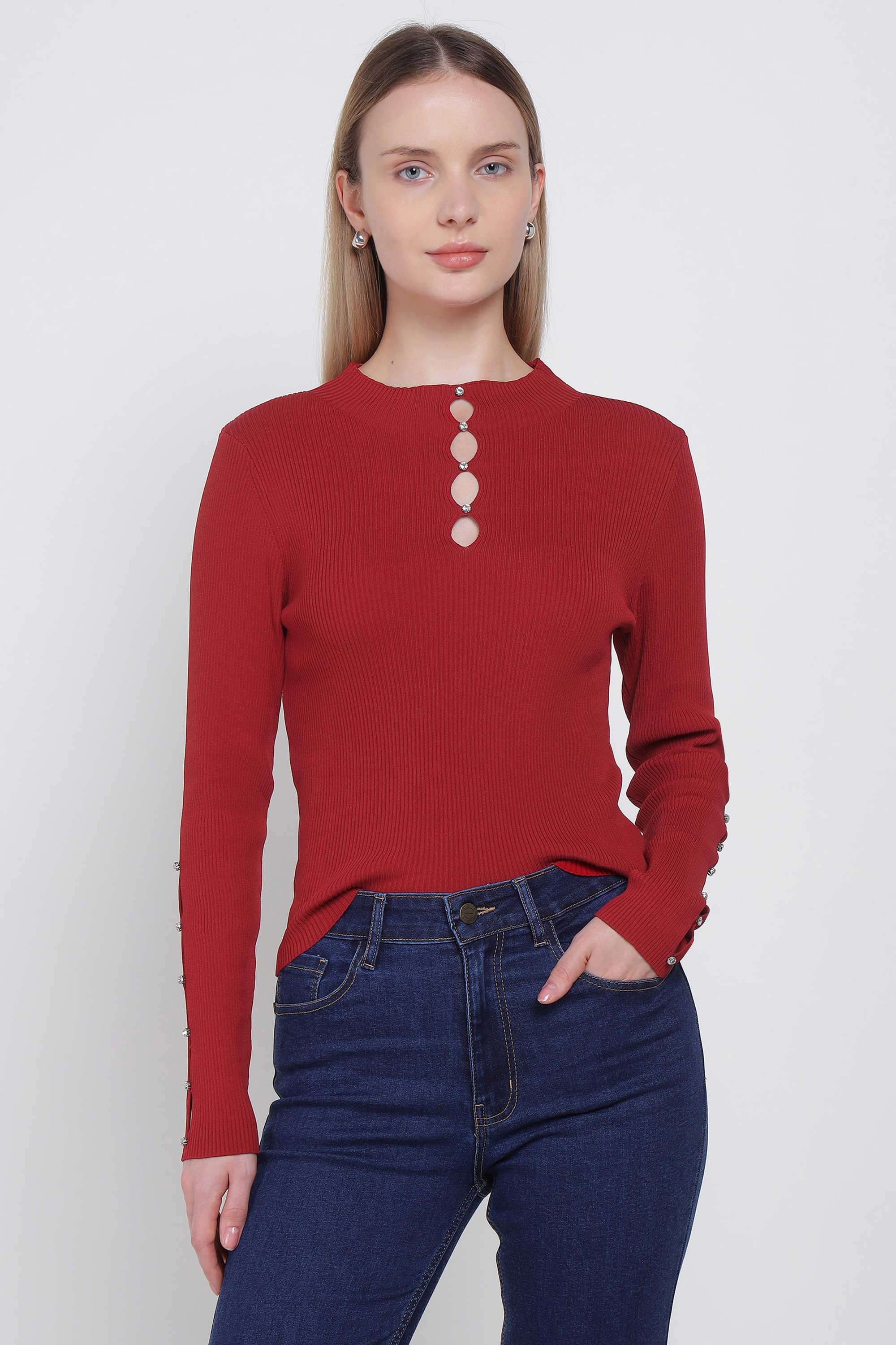 Solid-Round-Neck-Viscose-Women-s-Winter-Wear-Sweater