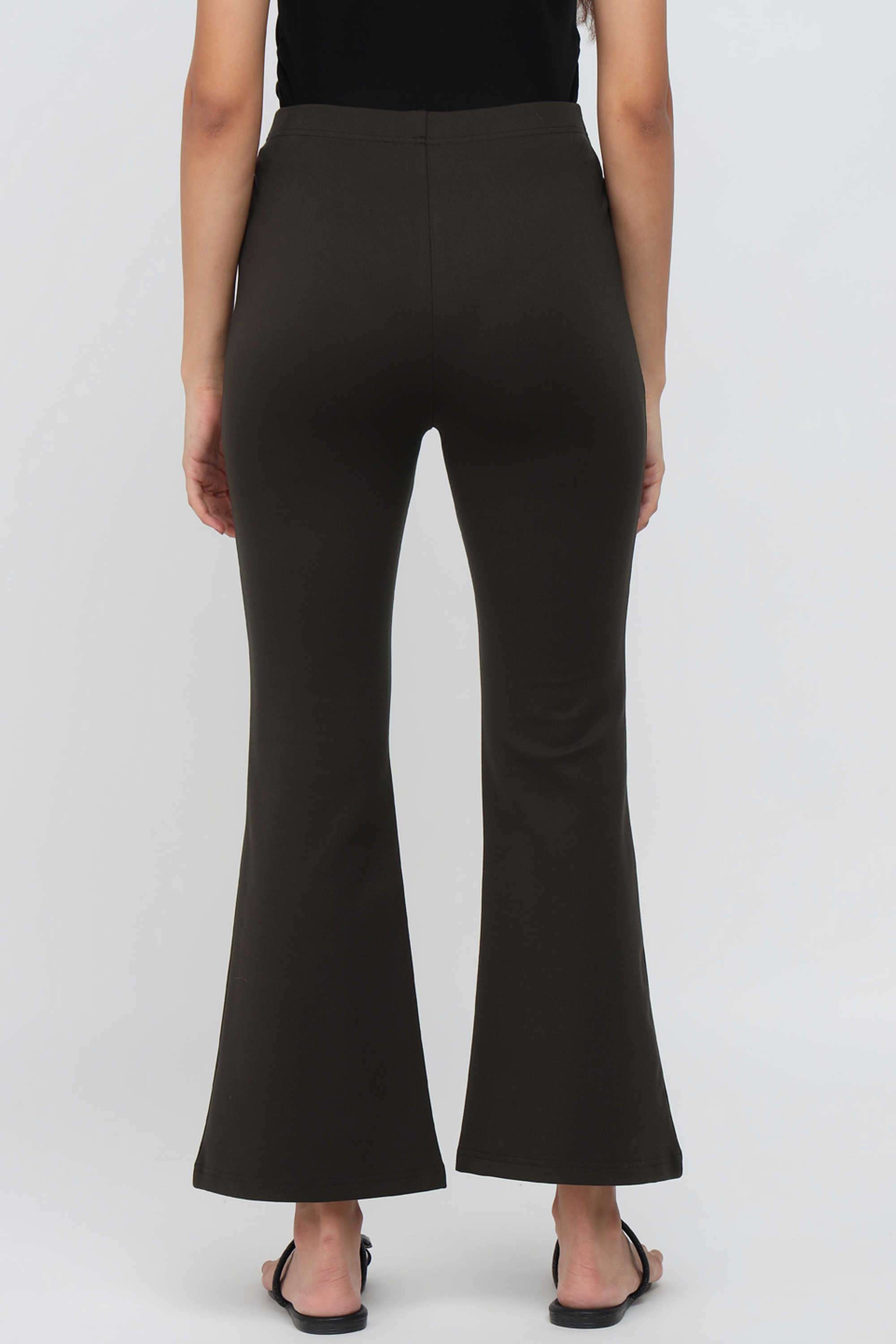 Solid-Blended-Fabric-Bootcut-Fit-Women-s-Trousers