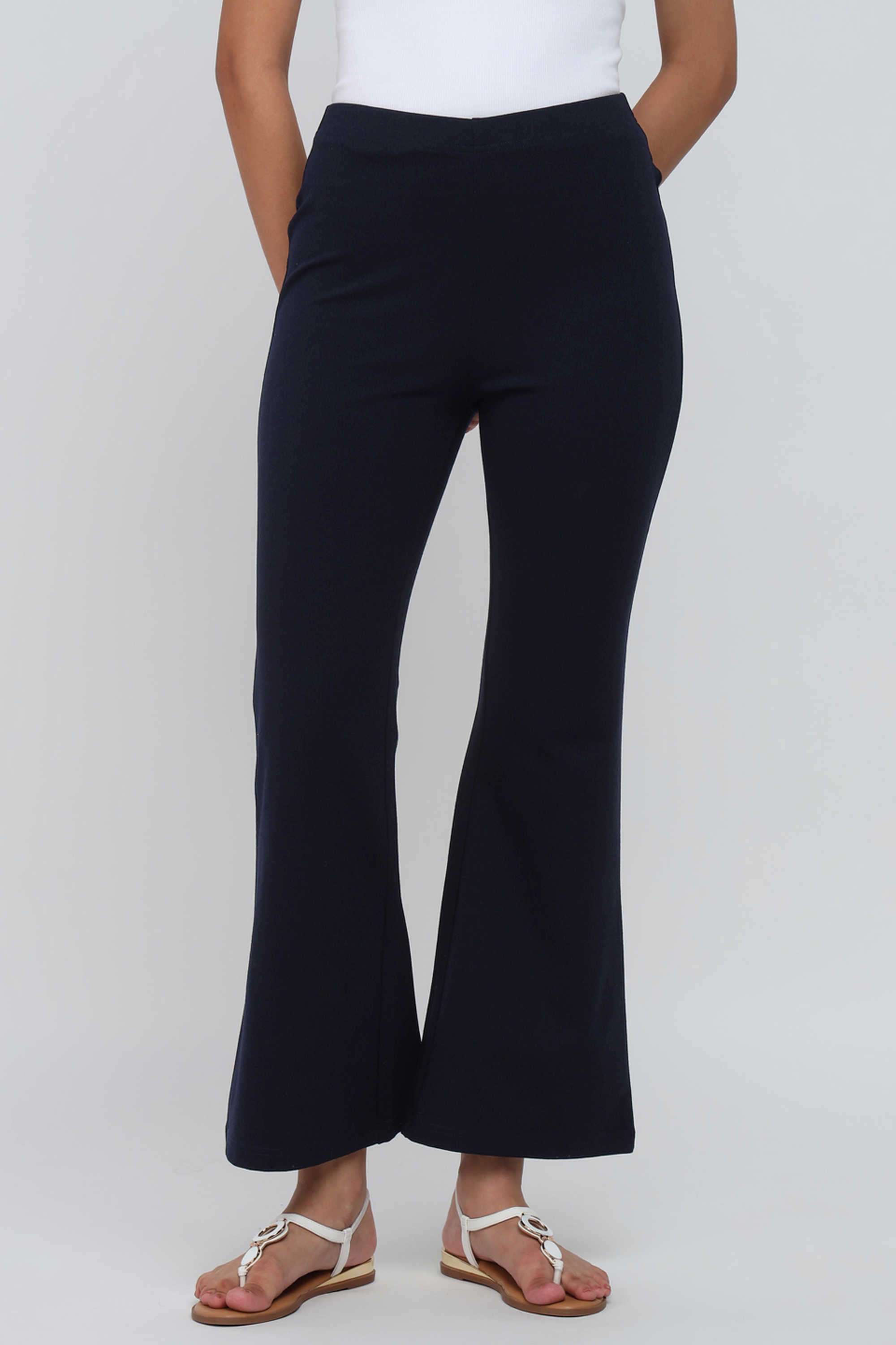 Solid-Blended-Fabric-Bootcut-Fit-Women-s-Trousers