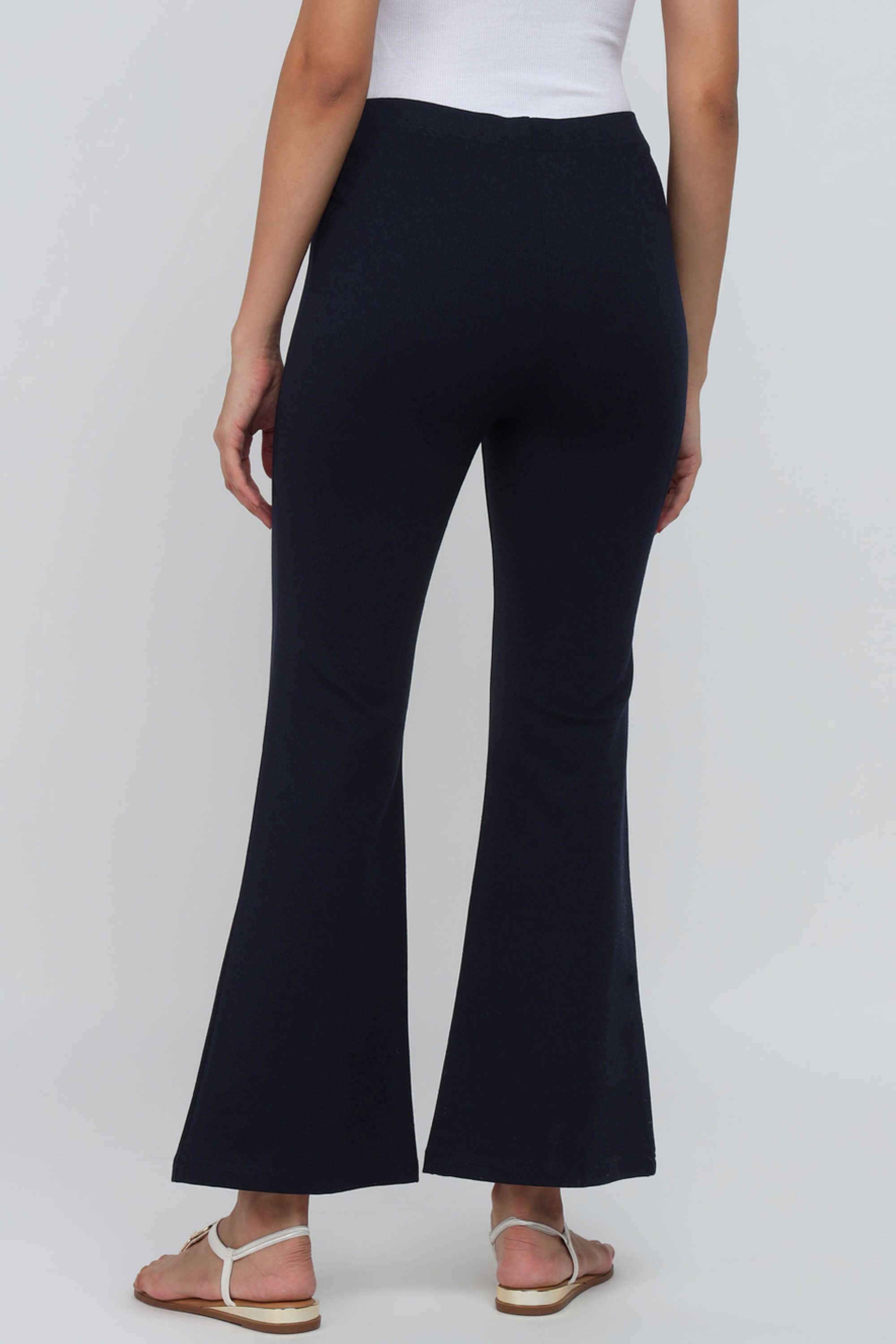 Solid-Blended-Fabric-Bootcut-Fit-Women-s-Trousers