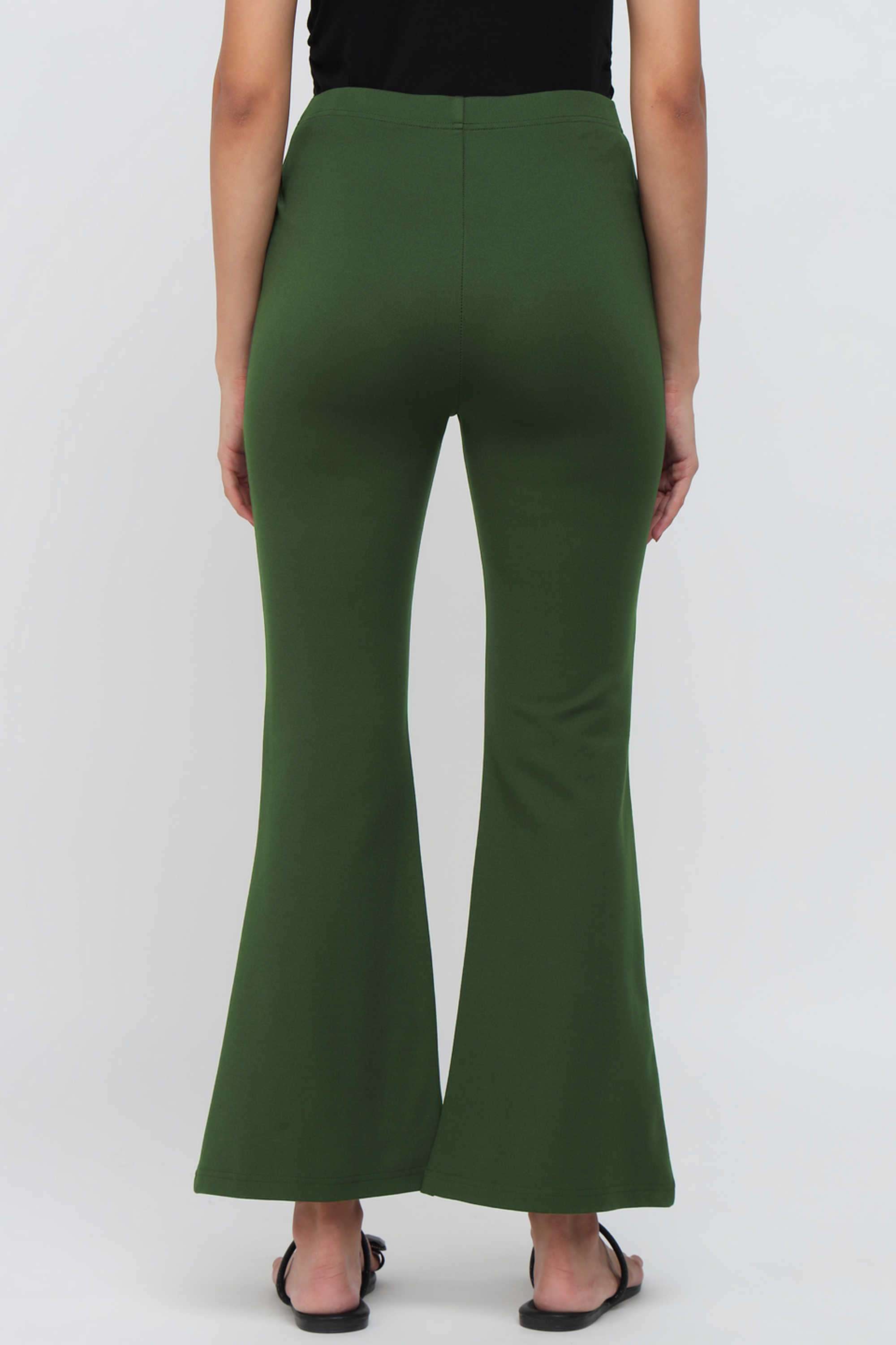 Solid-Blended-Fabric-Bootcut-Fit-Women-s-Trousers