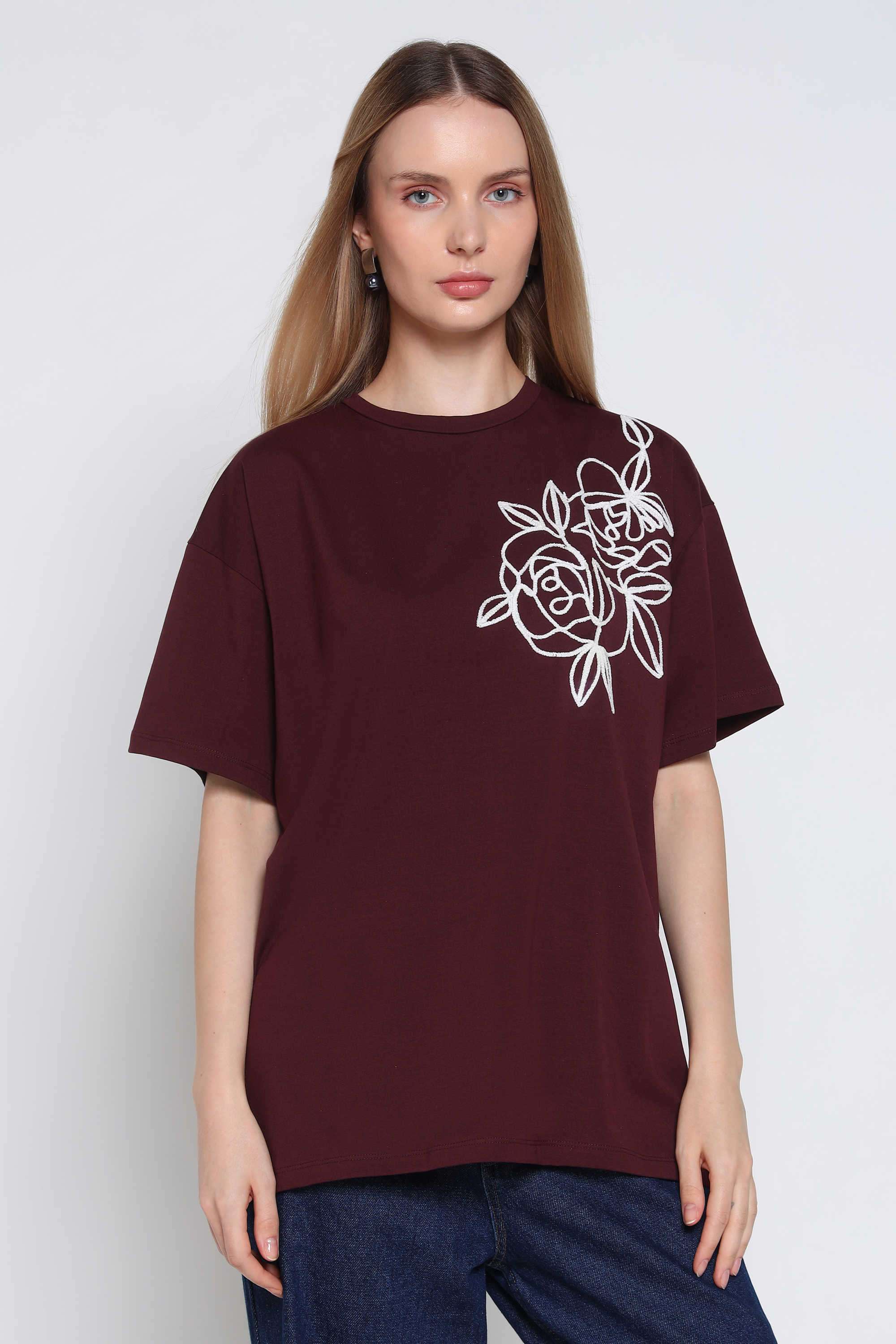 Solid-Round-Neck-Cotton-Women-s-Casual-Wear-T-Shirt