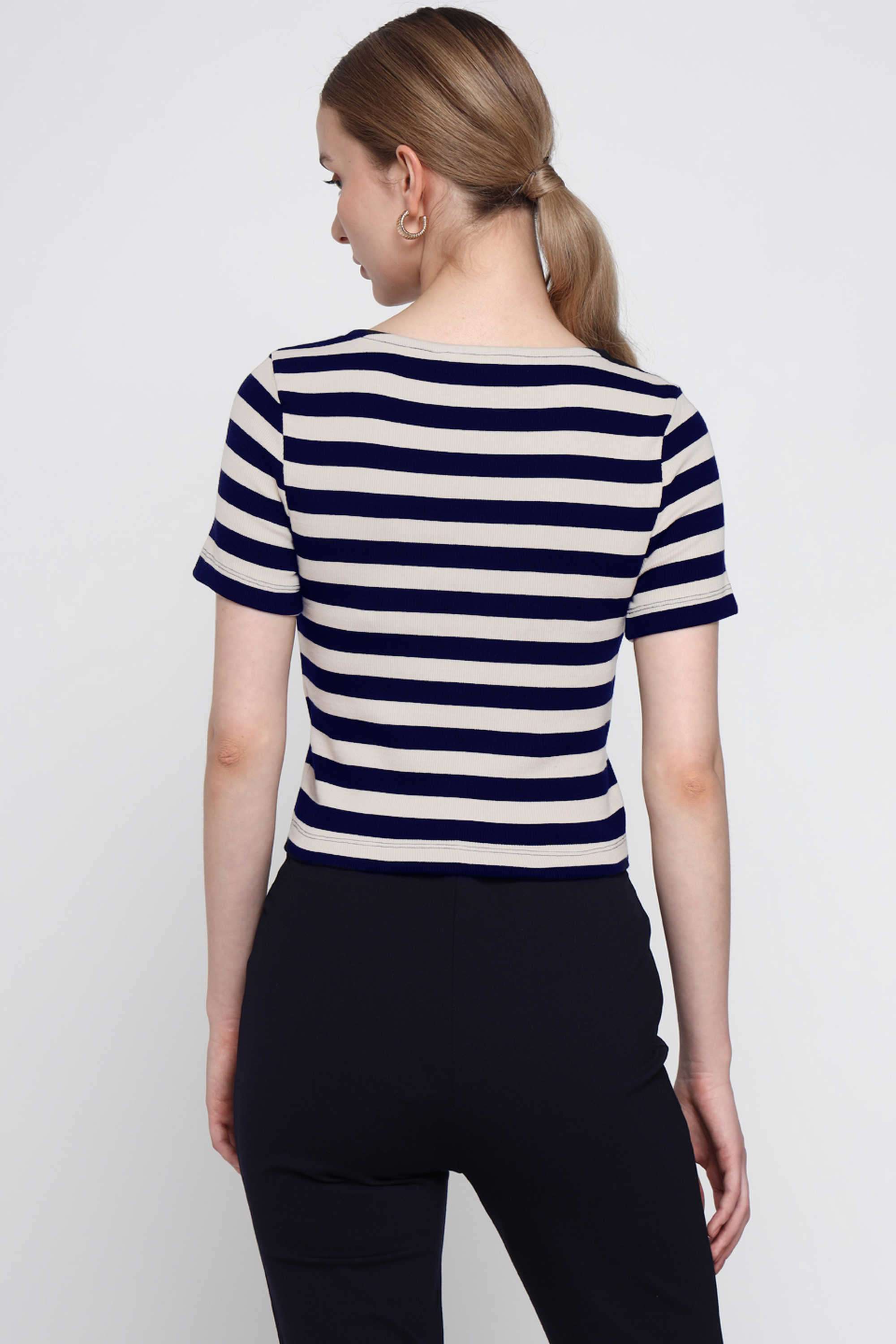 Stripes-Blended-Fabric-Regular-Fit-Women-s-Top