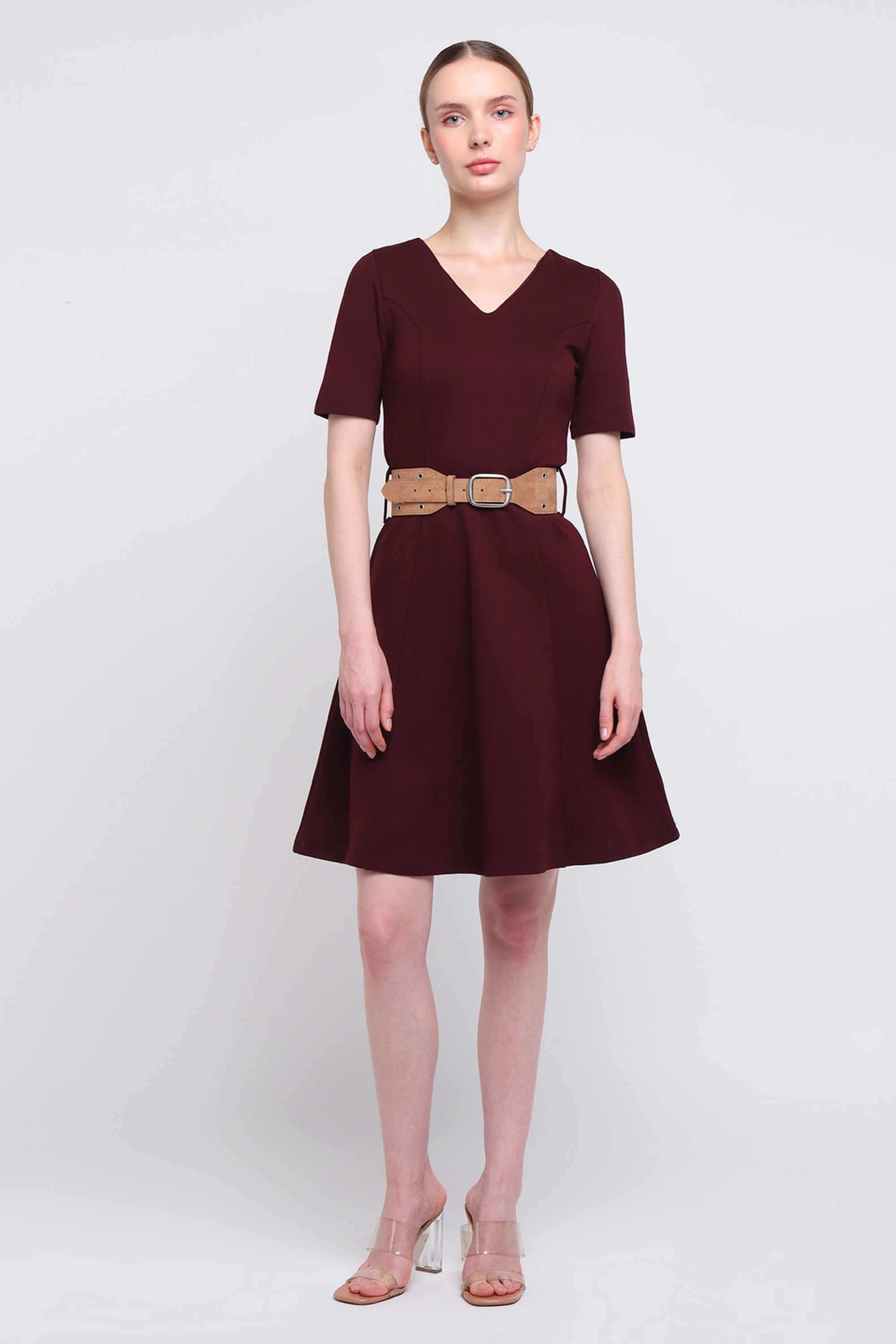 Solid-Blended-Fabric-Relaxed-Fit-Women-s-Mini-Dress