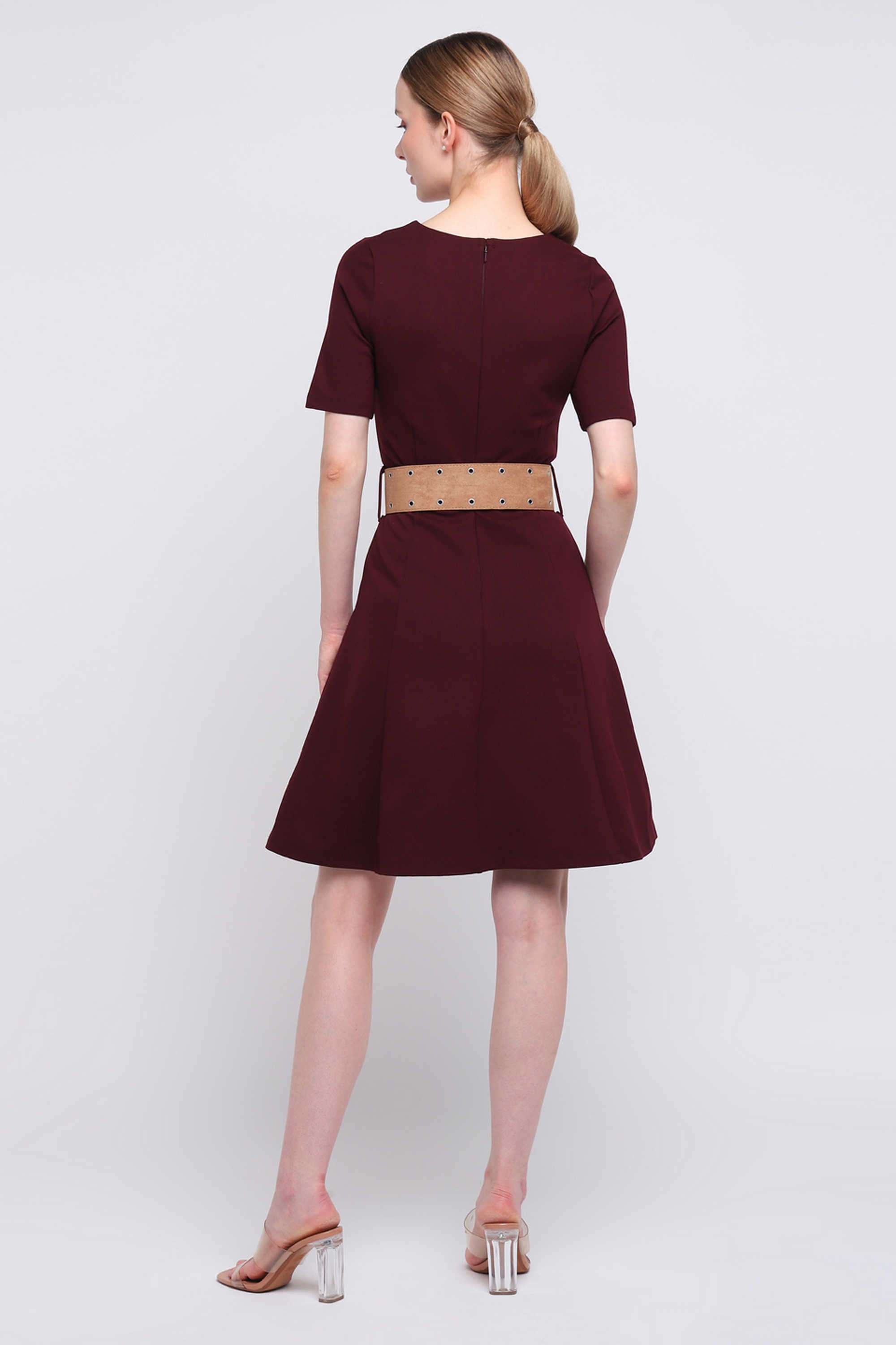 Solid-Blended-Fabric-Relaxed-Fit-Women-s-Mini-Dress