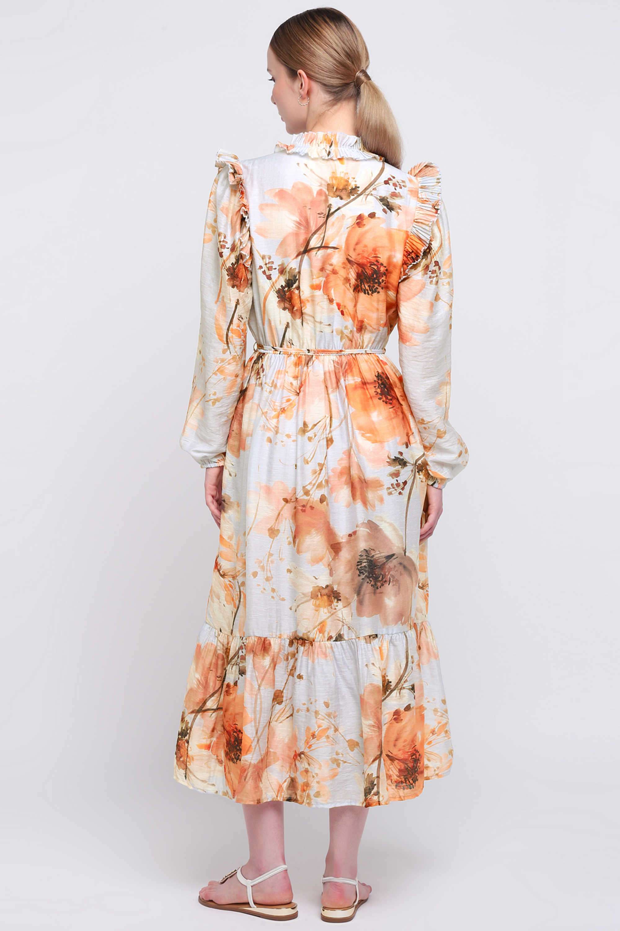 Floral-Blended-Fabric-Relaxed-Fit-Women-s-Midi-Dress