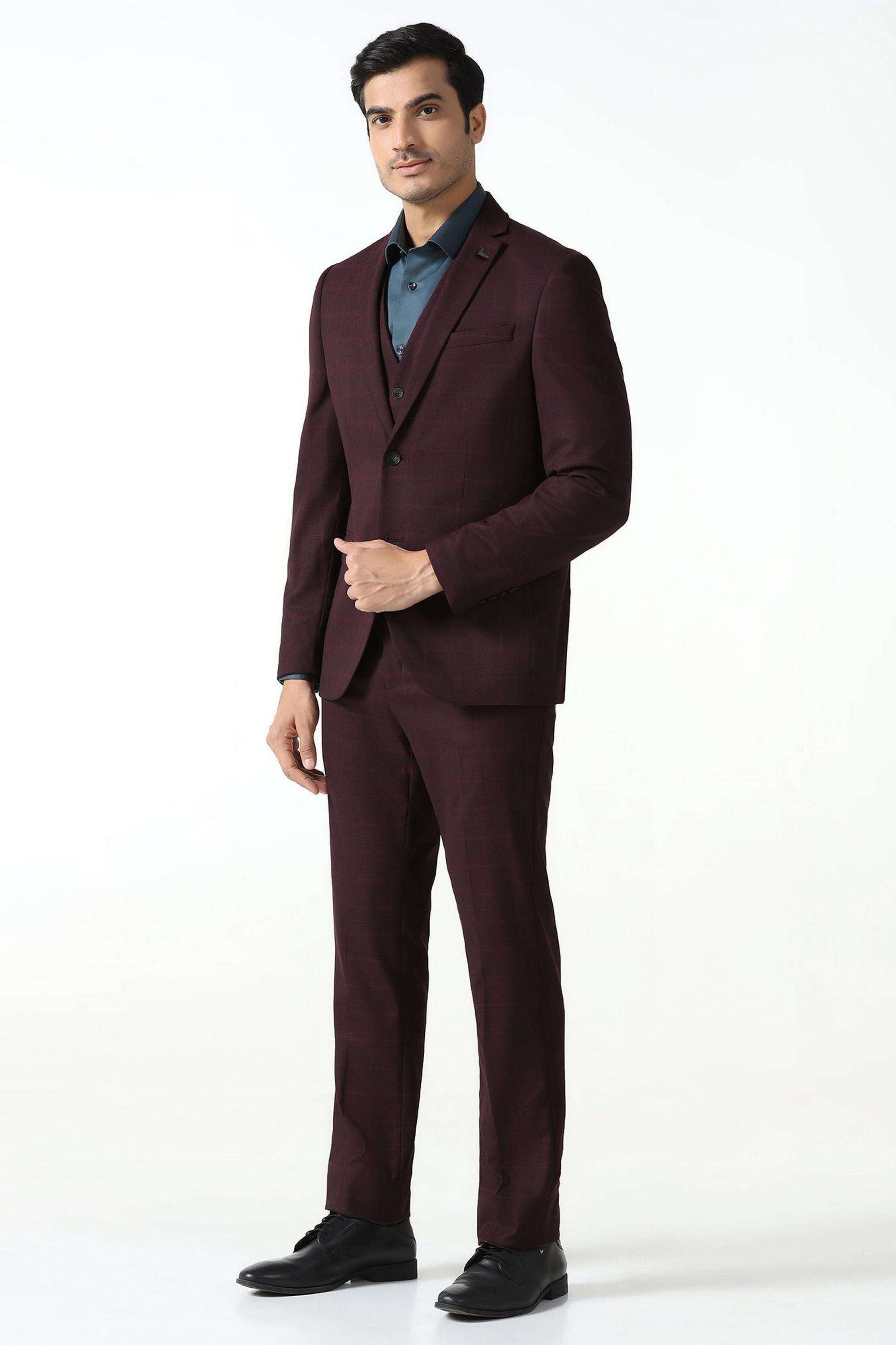 Checks-Polyester-Viscose-Slim-Fit-Men-s-Formal-Wear-Suit