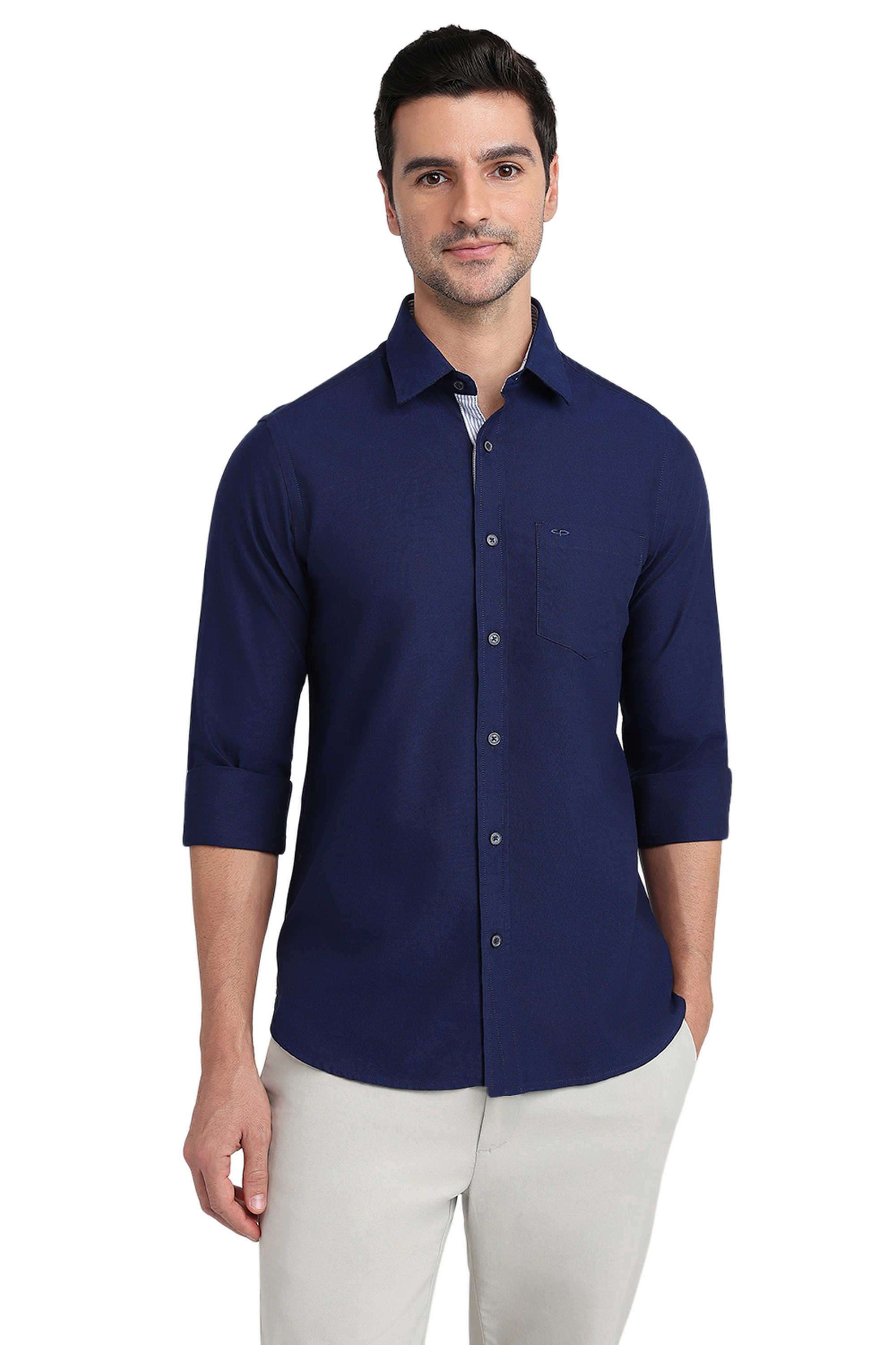 Solid-Cotton-Slim-Fit-Men-s-Casual-Shirt