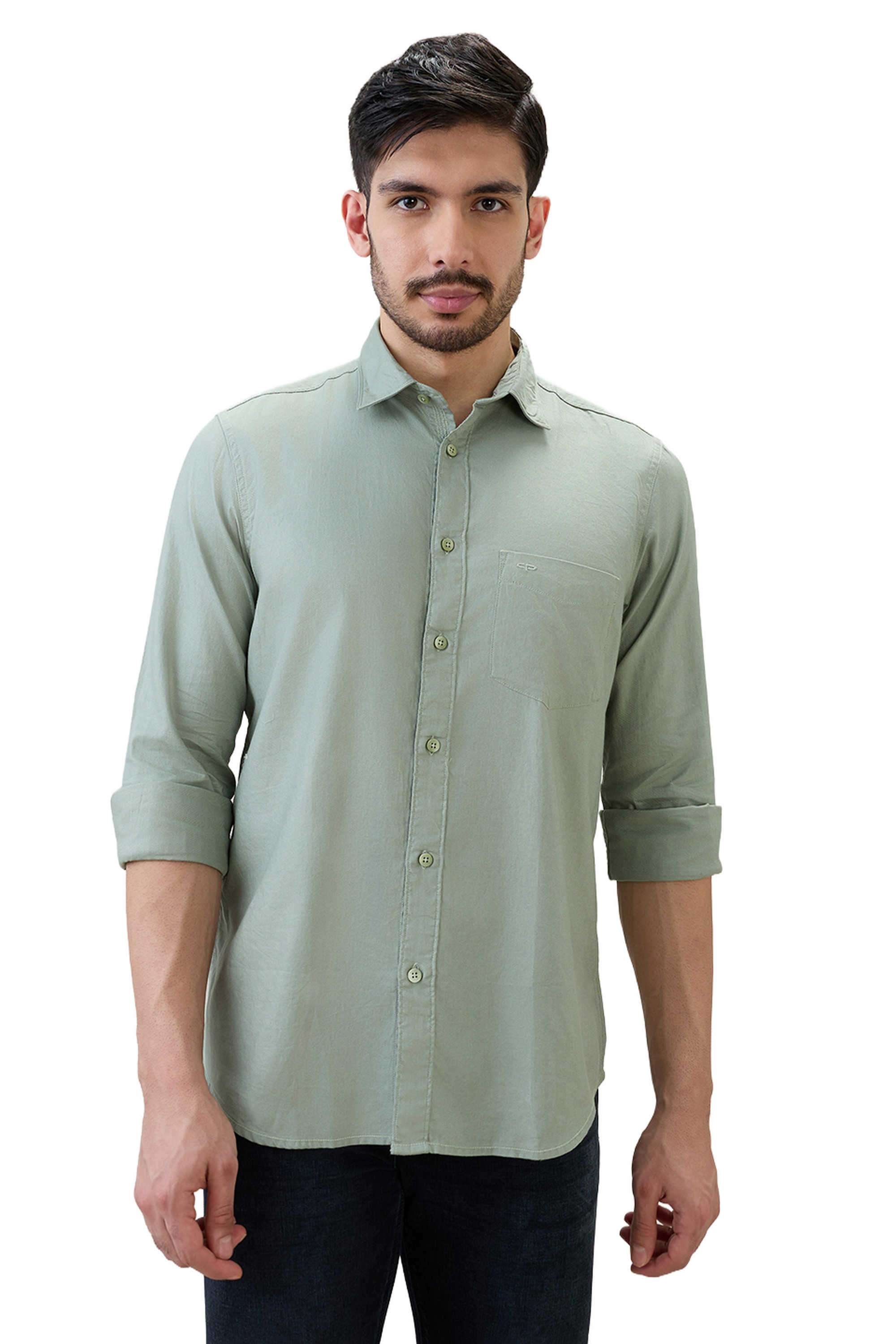 Solid-Cotton-Regular-Fit-Men-s-Casual-Shirt