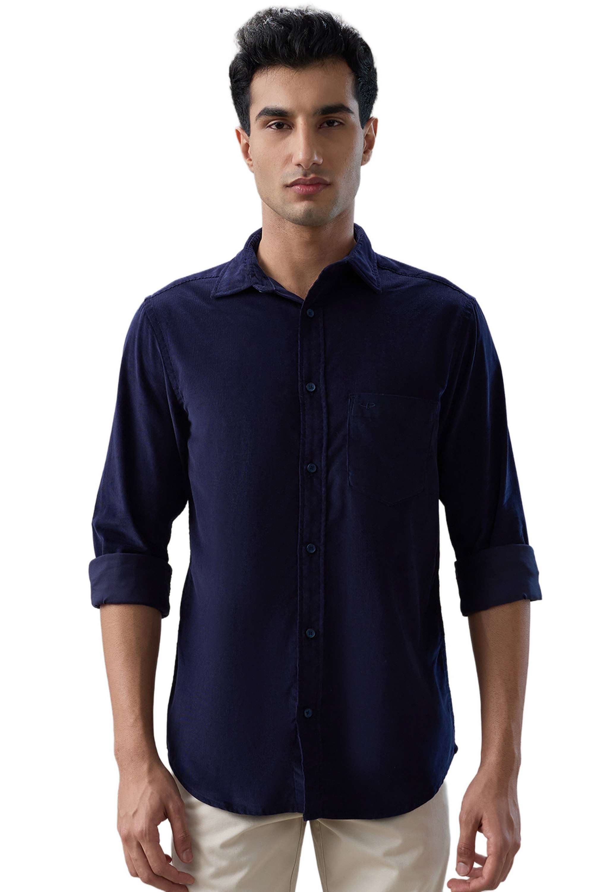Solid-Cotton-Regular-Fit-Men-s-Casual-Shirt