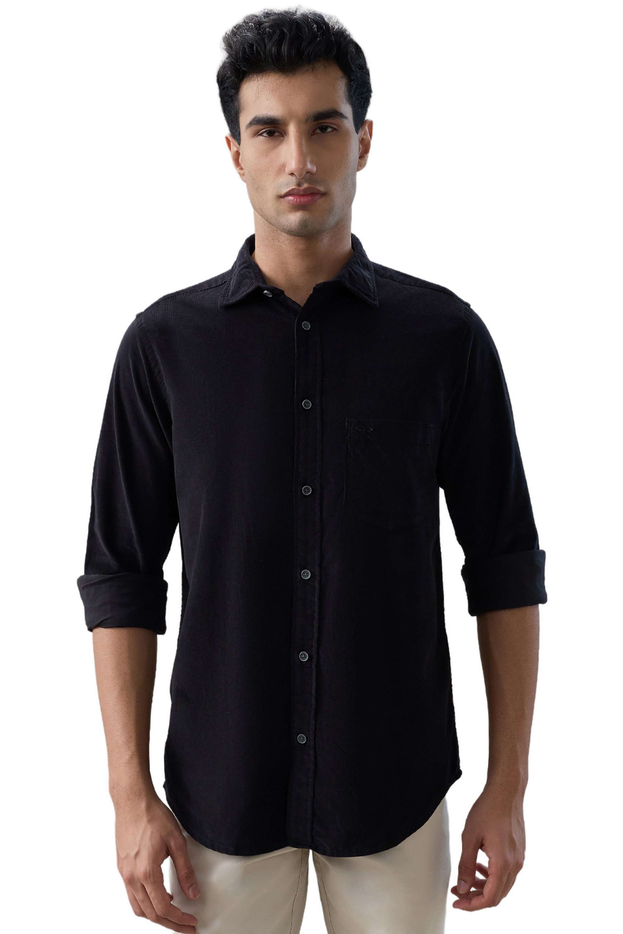 Solid-Cotton-Regular-Fit-Men-s-Casual-Shirt