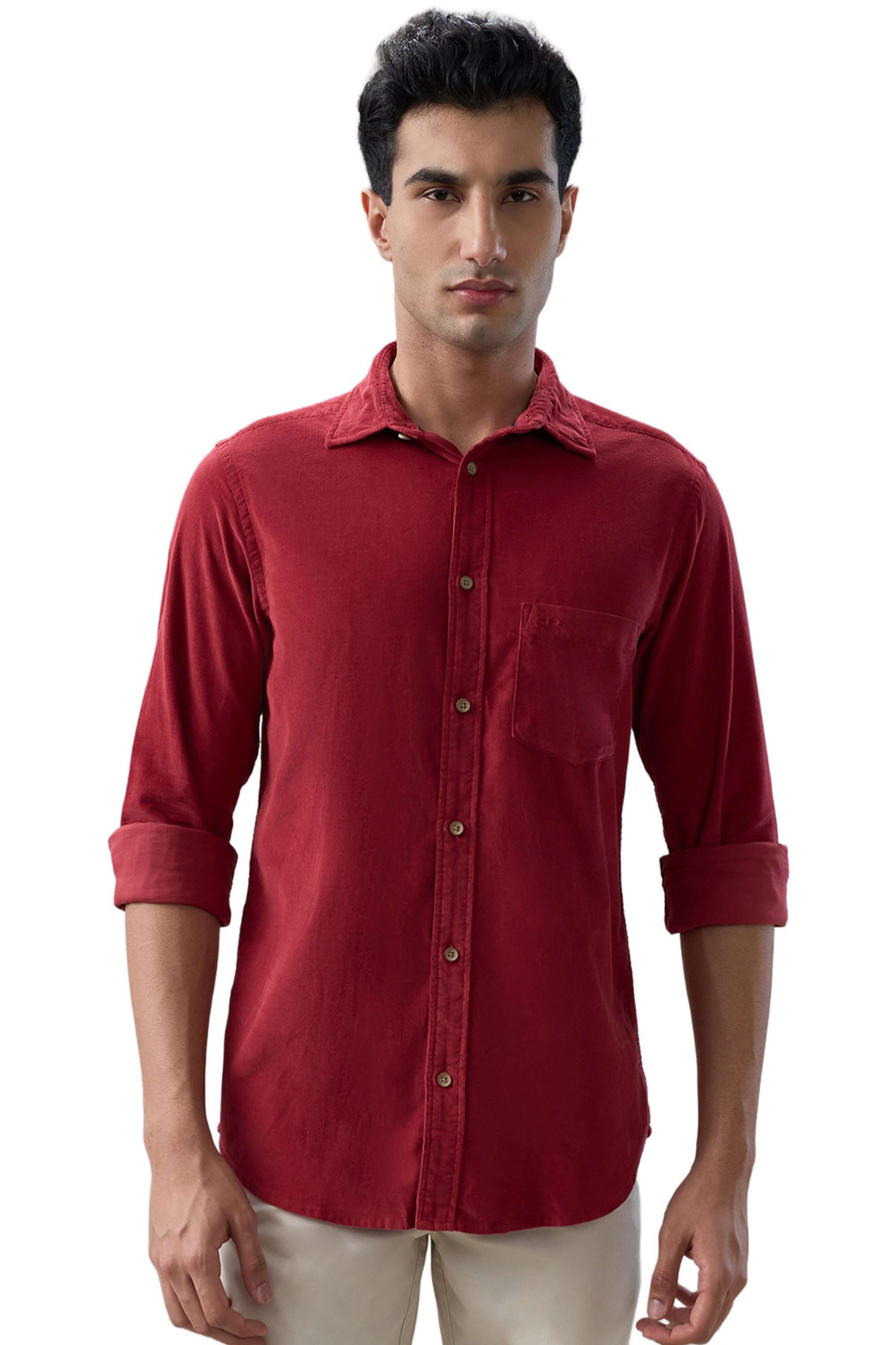 Solid-Cotton-Regular-Fit-Men-s-Casual-Shirt
