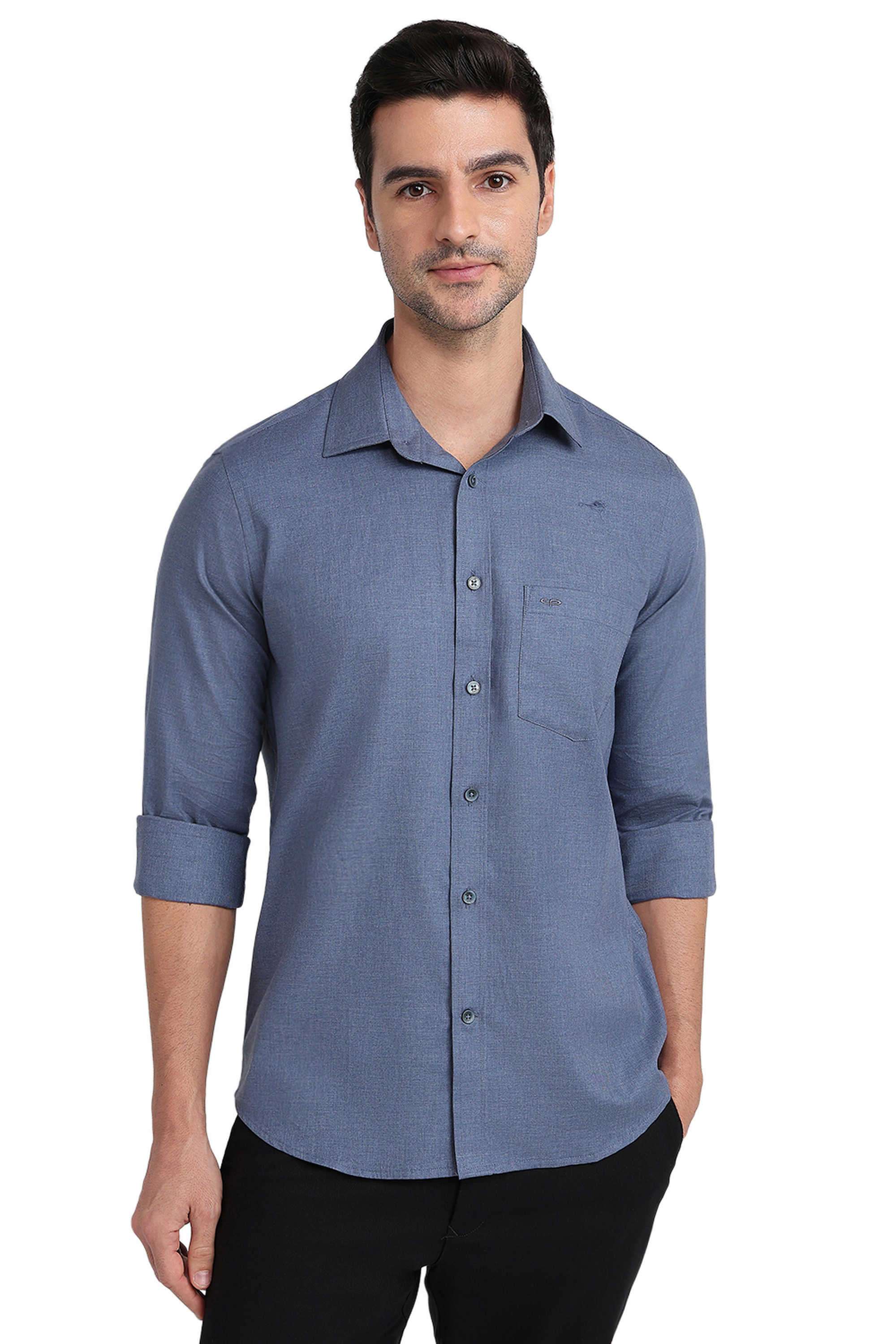 Solid-Cotton-Regular-Fit-Men-s-Casual-Shirt