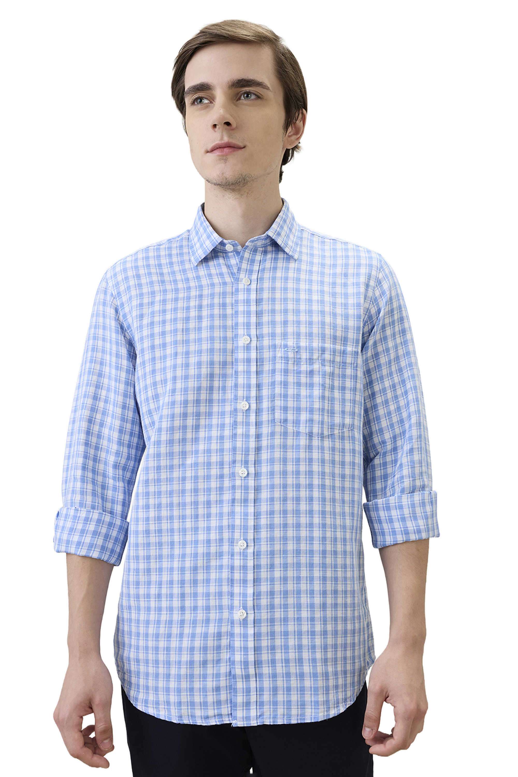 Checks-Cotton-Linen-Blend-Regular-Fit-Men-s-Casual-Shirt