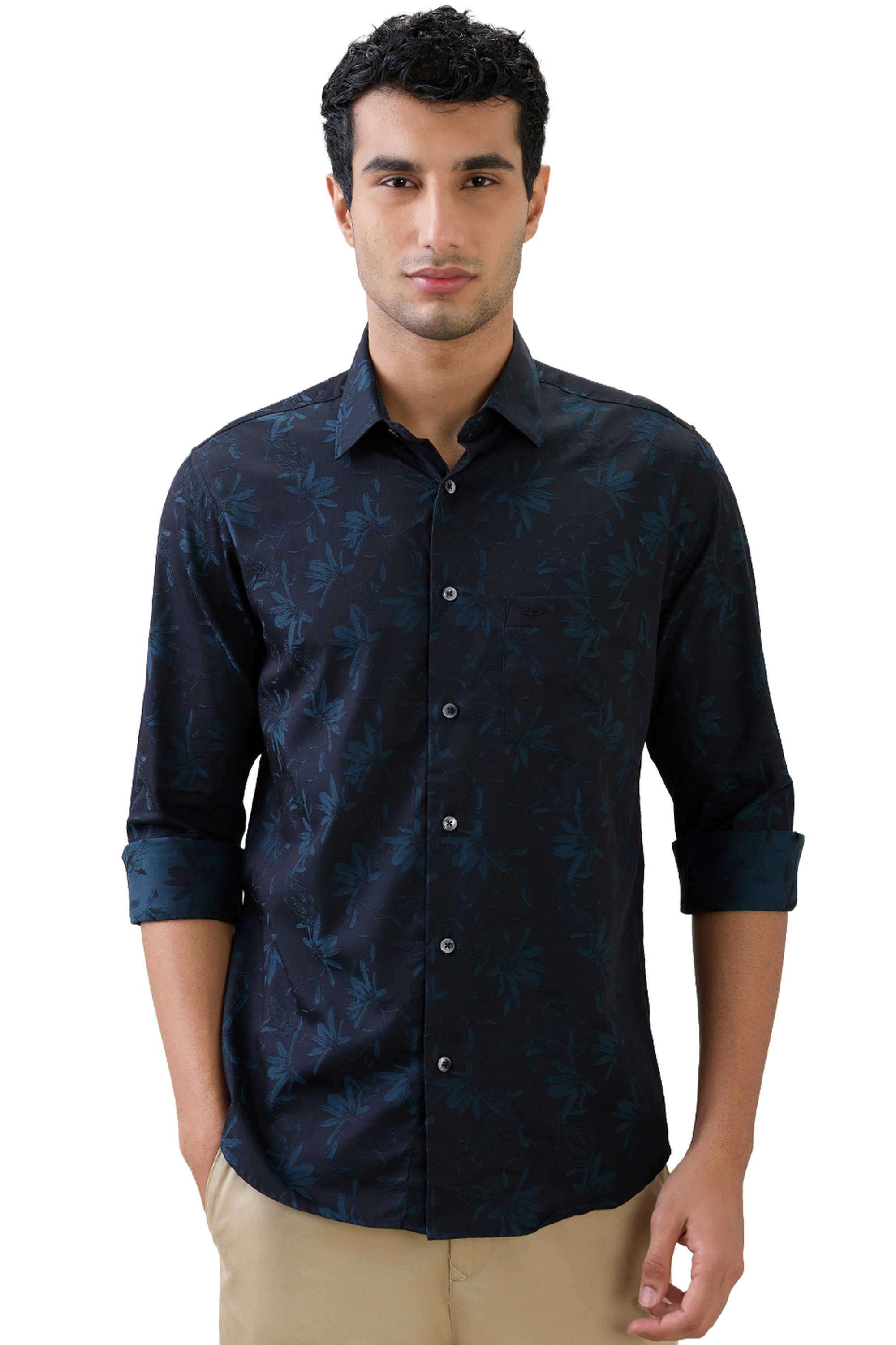 Solid-Cotton-Regular-Fit-Men-s-Casual-Shirt