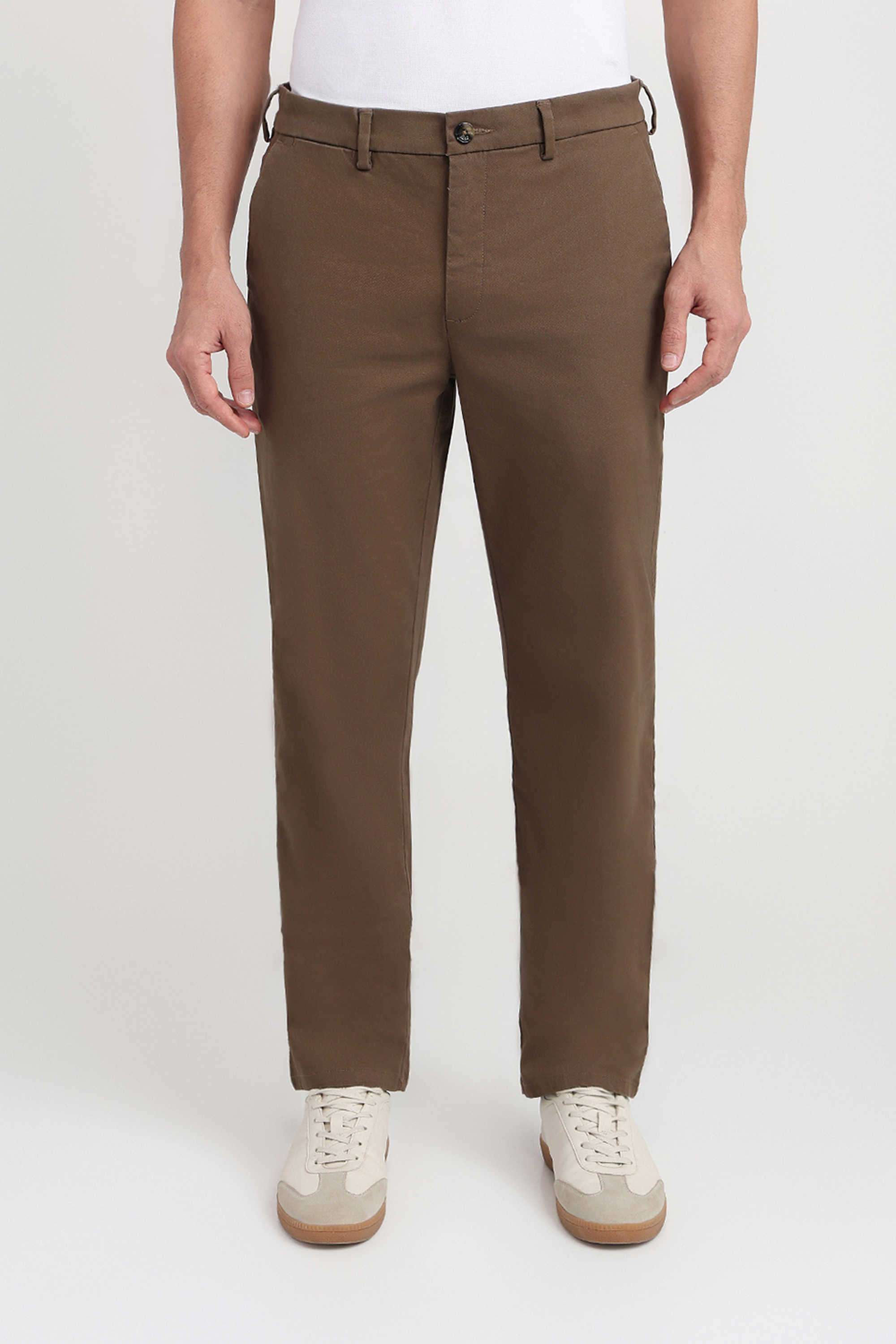 Solid-Cotton-Blend-Regular-Fit-Men-s-Casual-Trousers