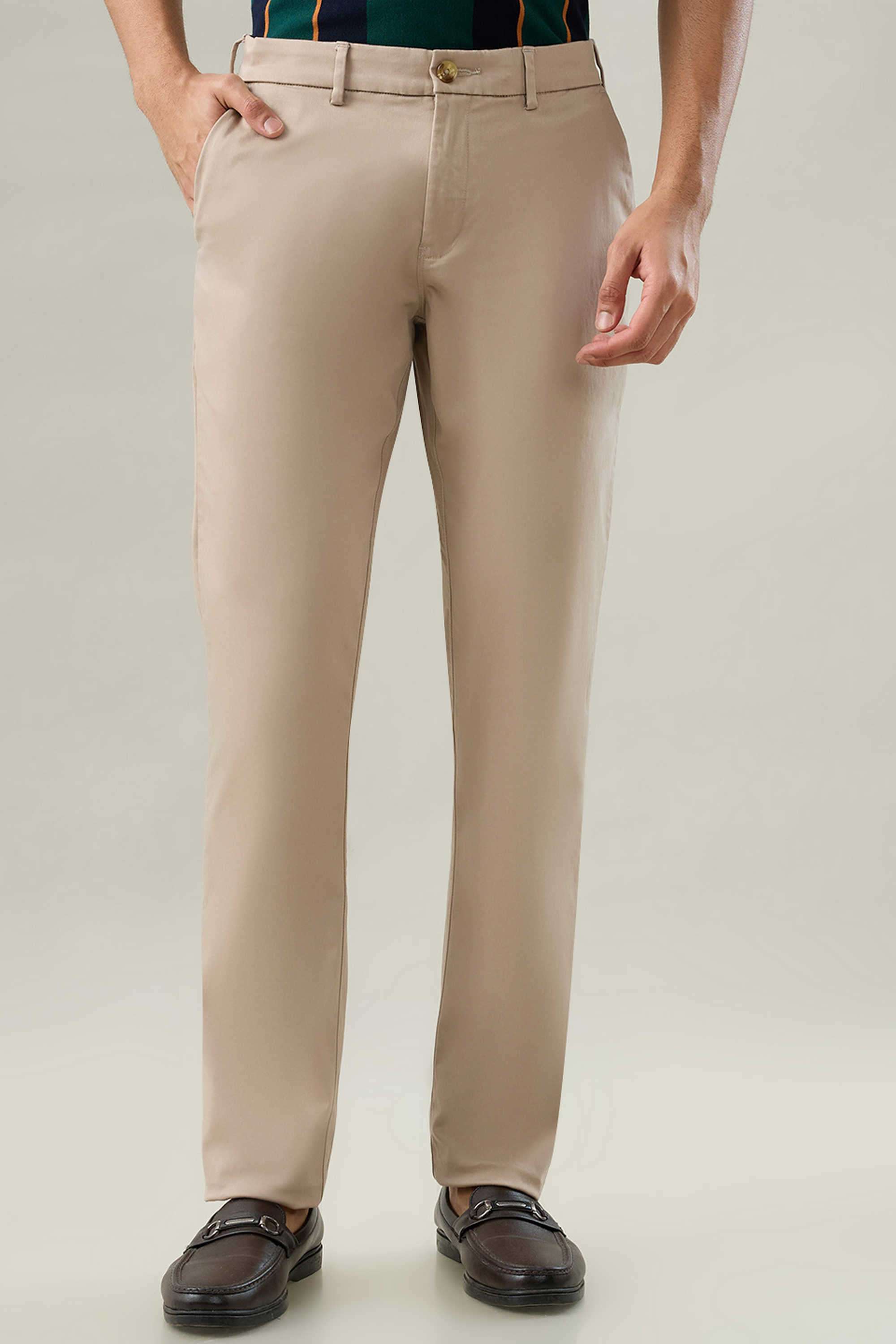 Solid-Cotton-Blend-Slim-Fit-Men-s-Casual-Trousers