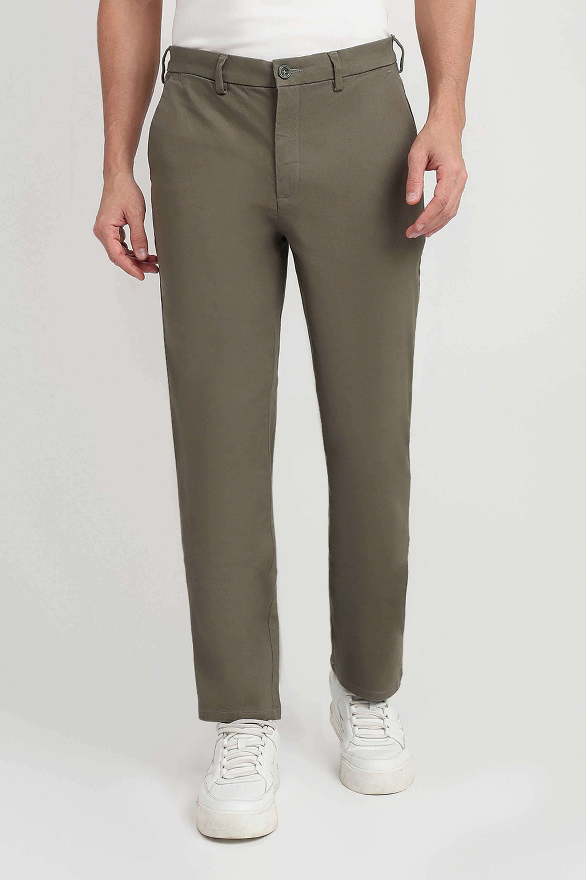 Solid-Cotton-Blend-Slim-Fit-Men-s-Casual-Trousers