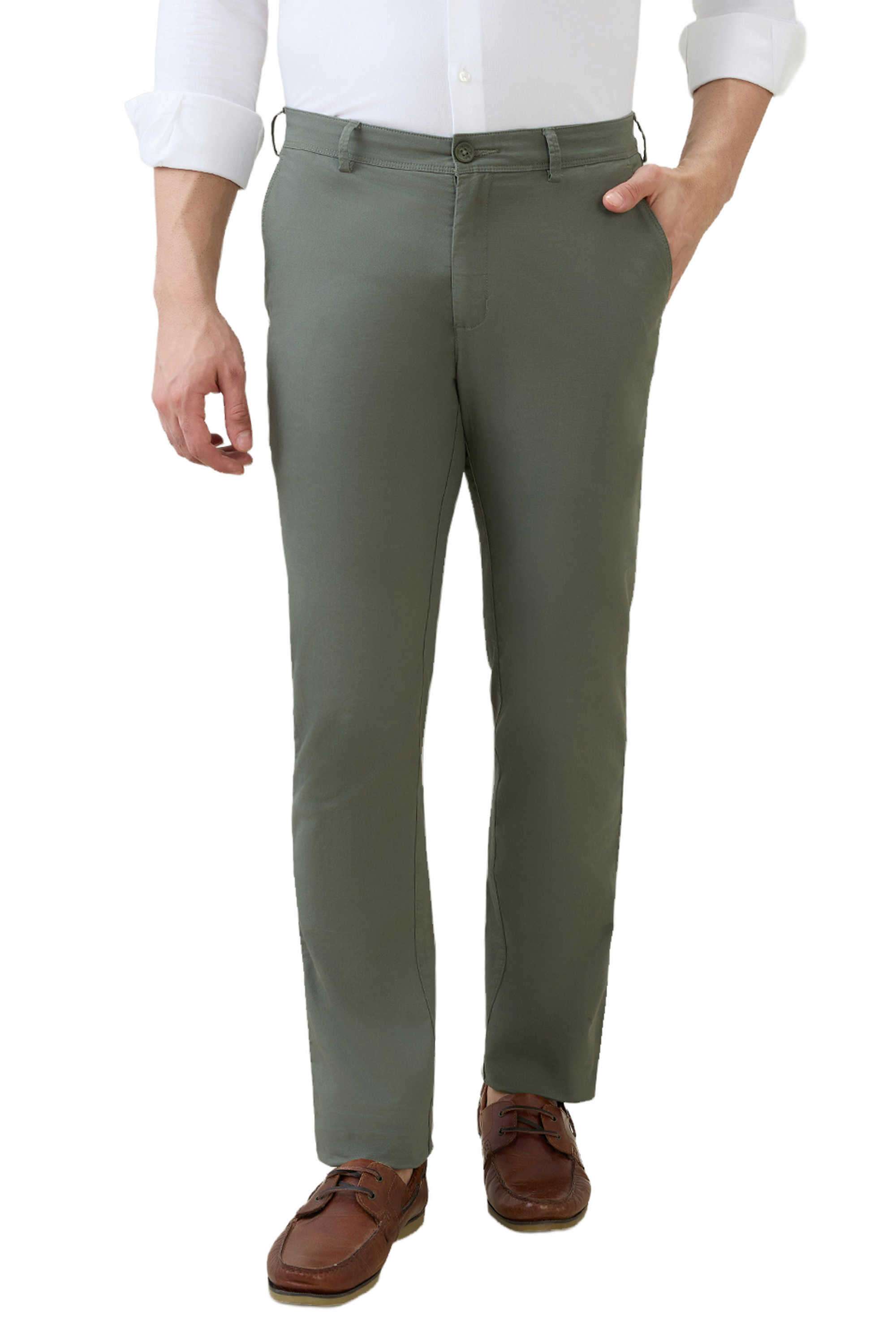Solid-Cotton-Blend-Slim-Fit-Men-s-Casual-Trousers
