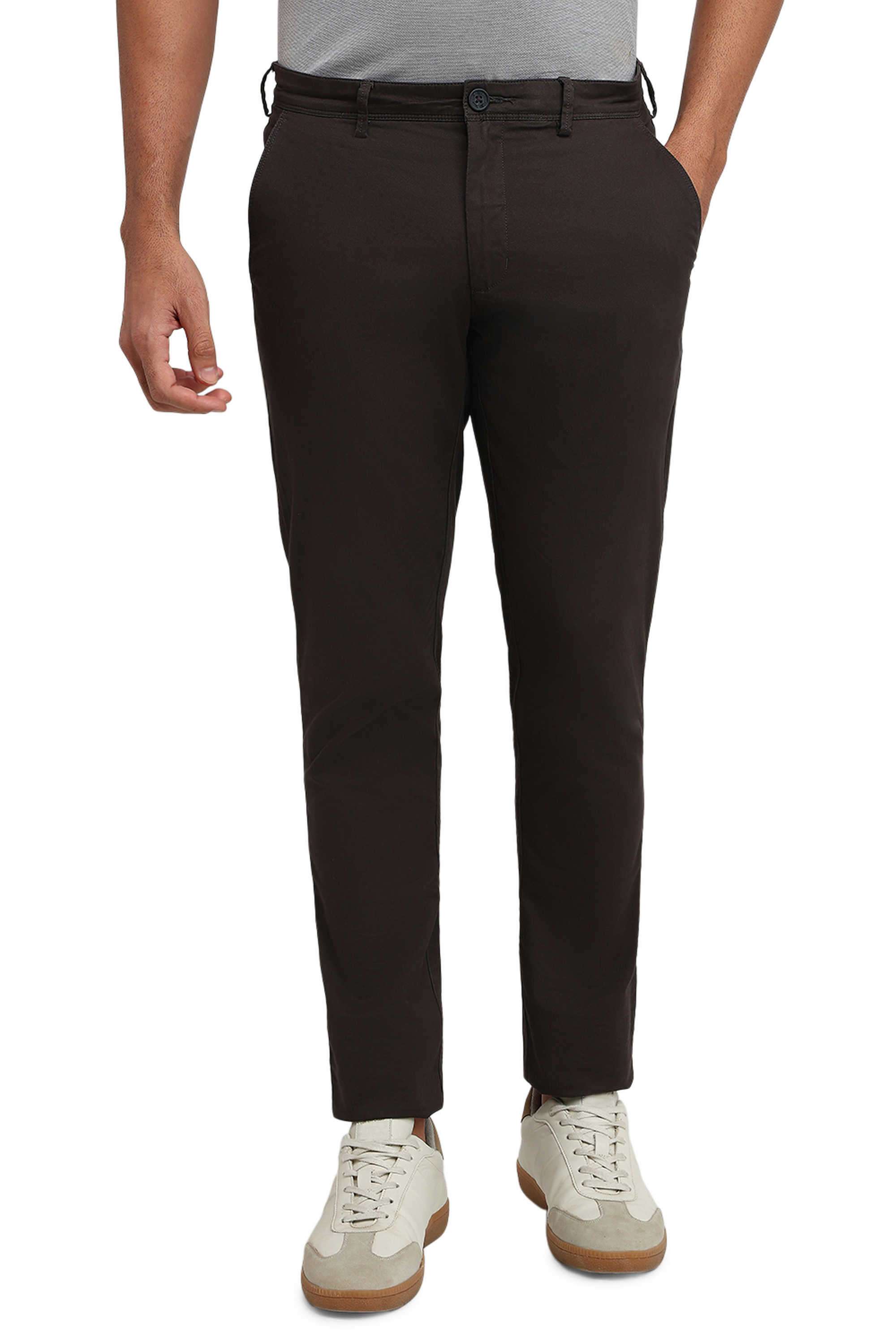 Solid-Cotton-Blend-Slim-Fit-Men-s-Casual-Trousers
