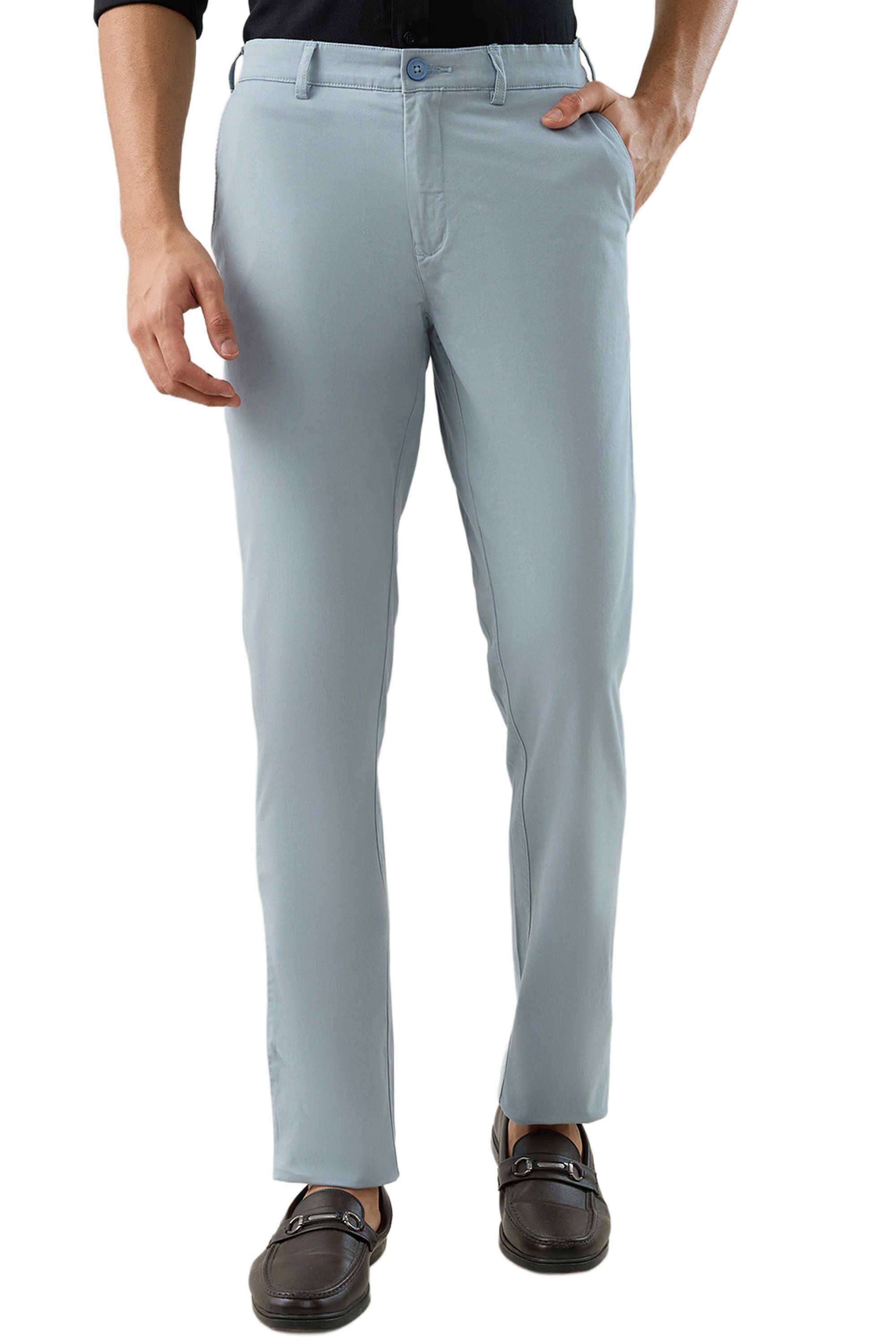 Solid-Cotton-Blend-Slim-Fit-Men-s-Casual-Trousers