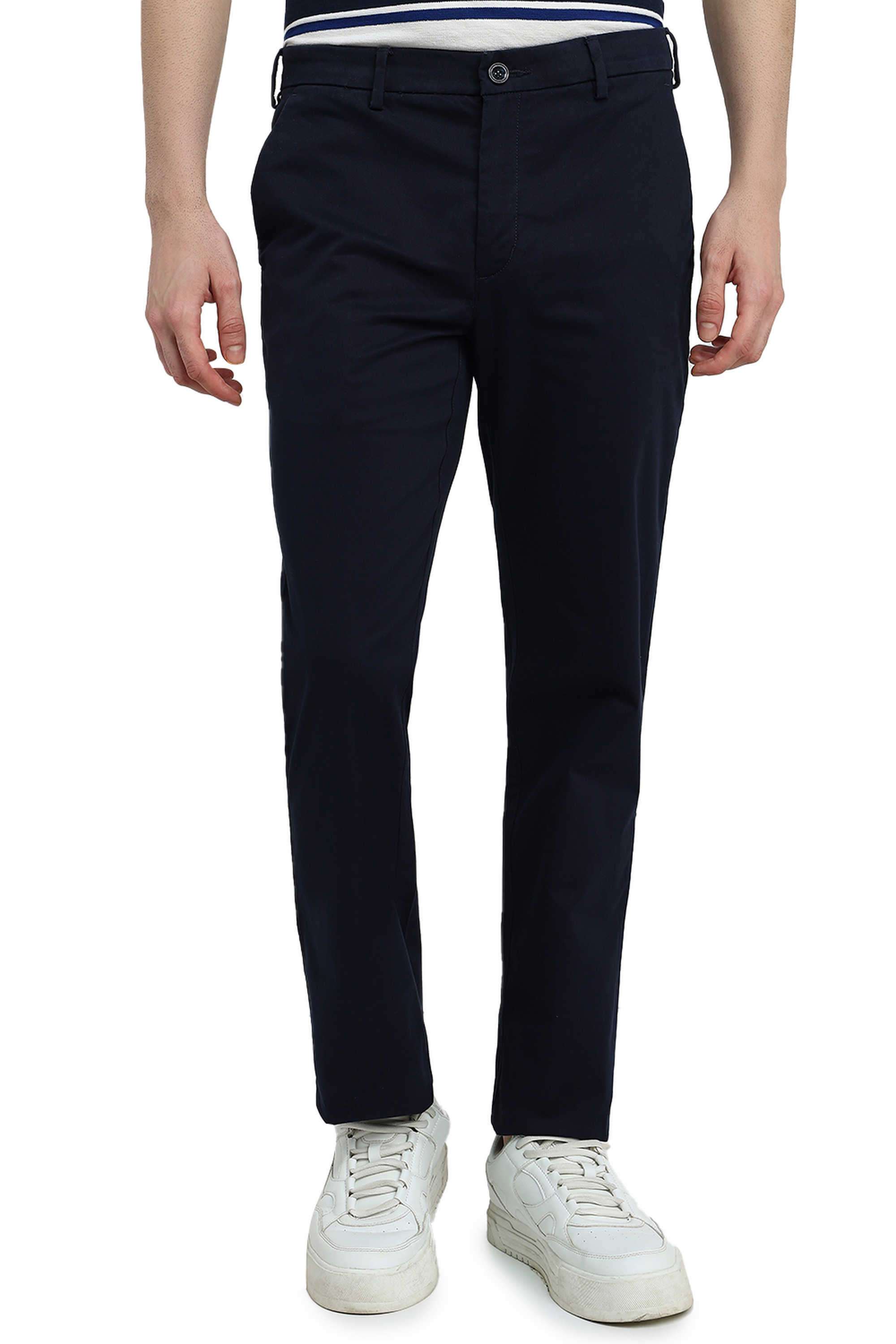 Solid-Cotton-Blend-Slim-Fit-Men-s-Casual-Trousers