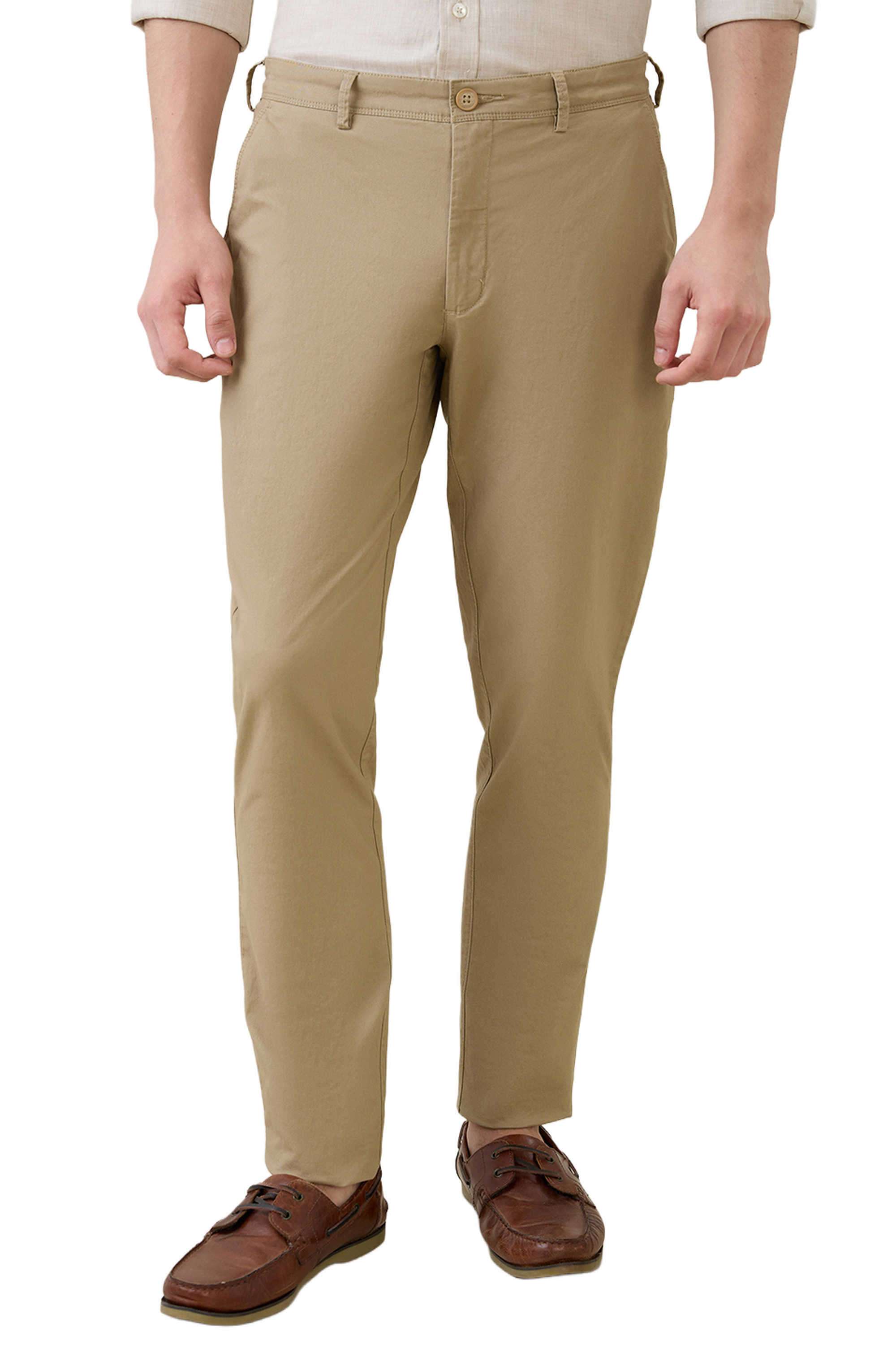 Solid-Cotton-Blend-Skinny-Fit-Men-s-Casual-Trousers